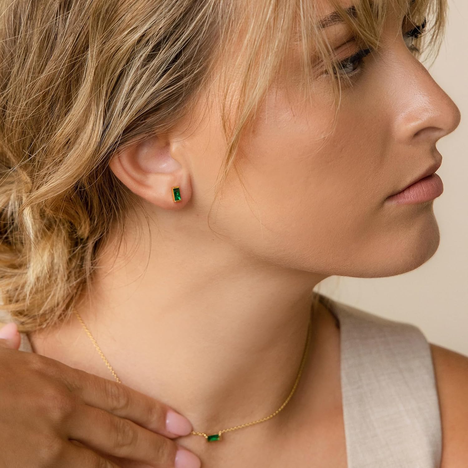 JSJOY Dainty Birthstone Stud Earrings for Women Girls Tiny Birthstone Earring Birthday Gifts for Teen Girls Minimalist Gold Earrings Gifts for Mother Wife Girlfriend Her - Image 7