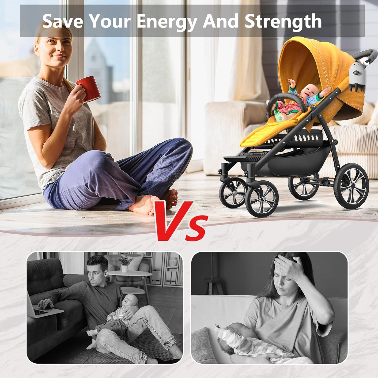 QNHMPW Baby Rocker, Portable Baby Bouncer Gently Rocks Any Stroller or Pram, Baby Vibrating Soother Adjustable Speed and USB Rechargeable, Baby Sleep Aid Newborn Essentials Must Haves Gifts - Image 7