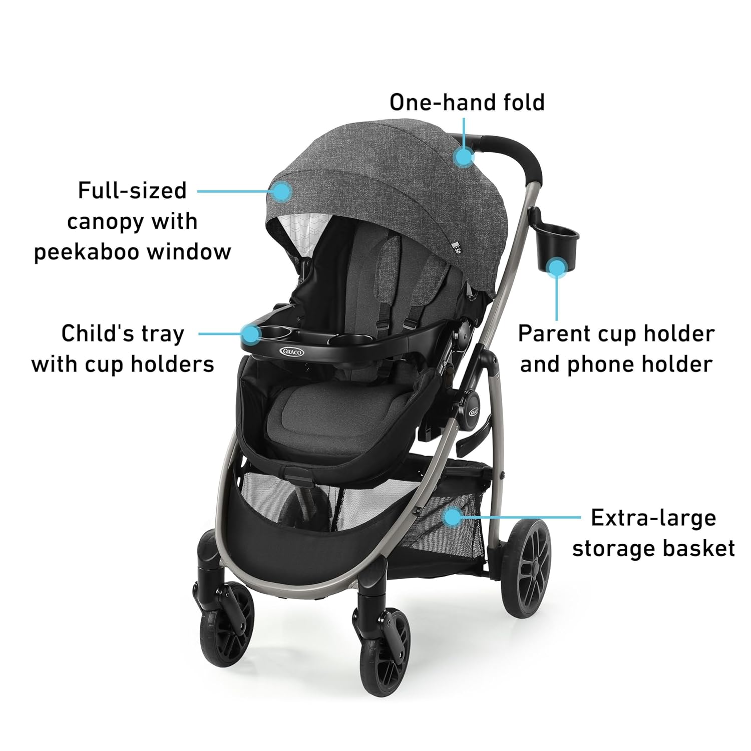 Graco Redmond Modes Pramette Stroller, 3-in-1 Convertible: Car Seat Carrier, Infant Pramette to Toddler Stroller with Reversible Seat and One-hand Fold - Image 7