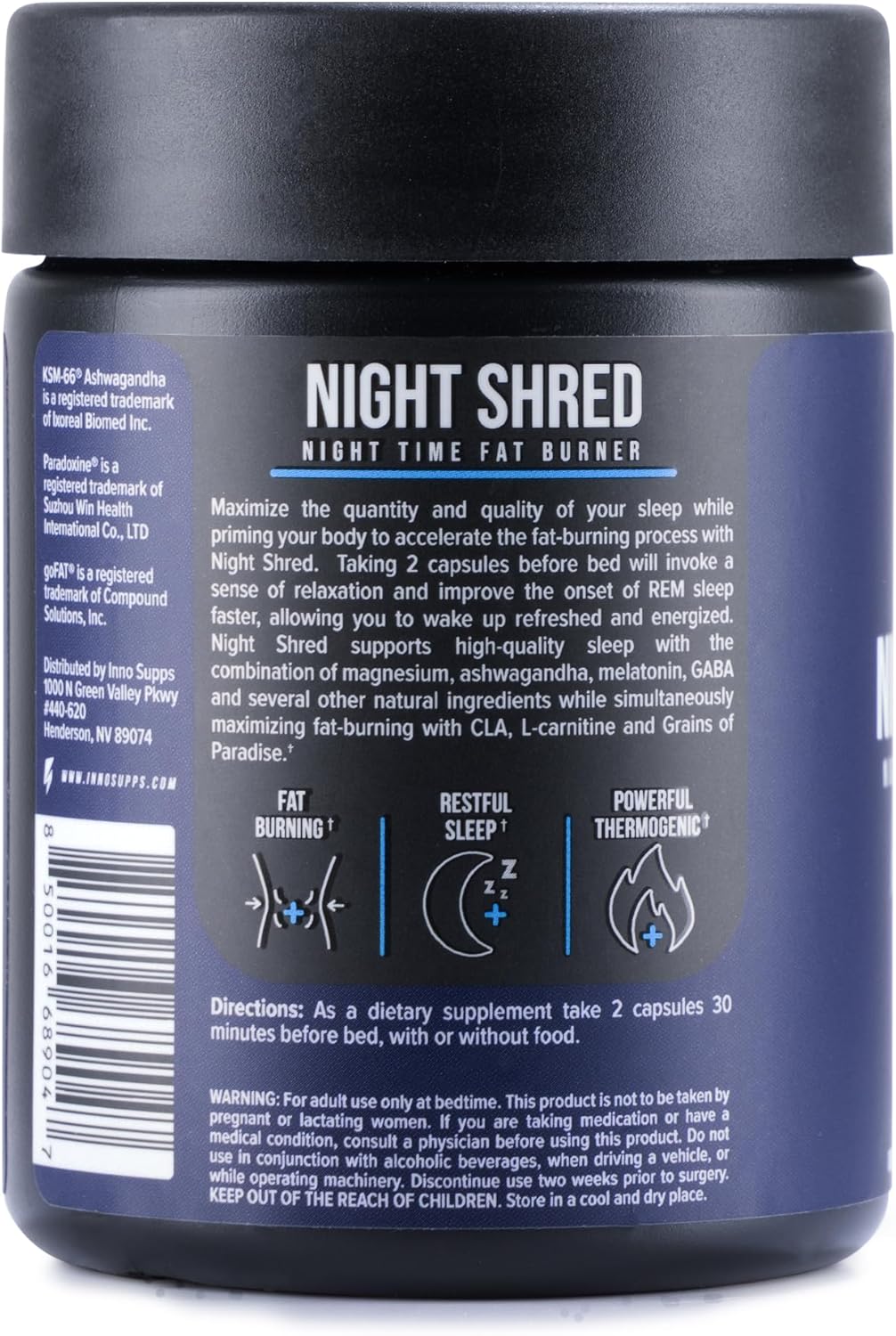 Night Shred Fat Burner and Natural Sleep Support | Ashwaganda, 5-HTP, CLA, Melatonin | Appetite Suppressant | Weight Loss Support Nighttime Fat Burning (60 Vegetarian Capsules) - Image 6