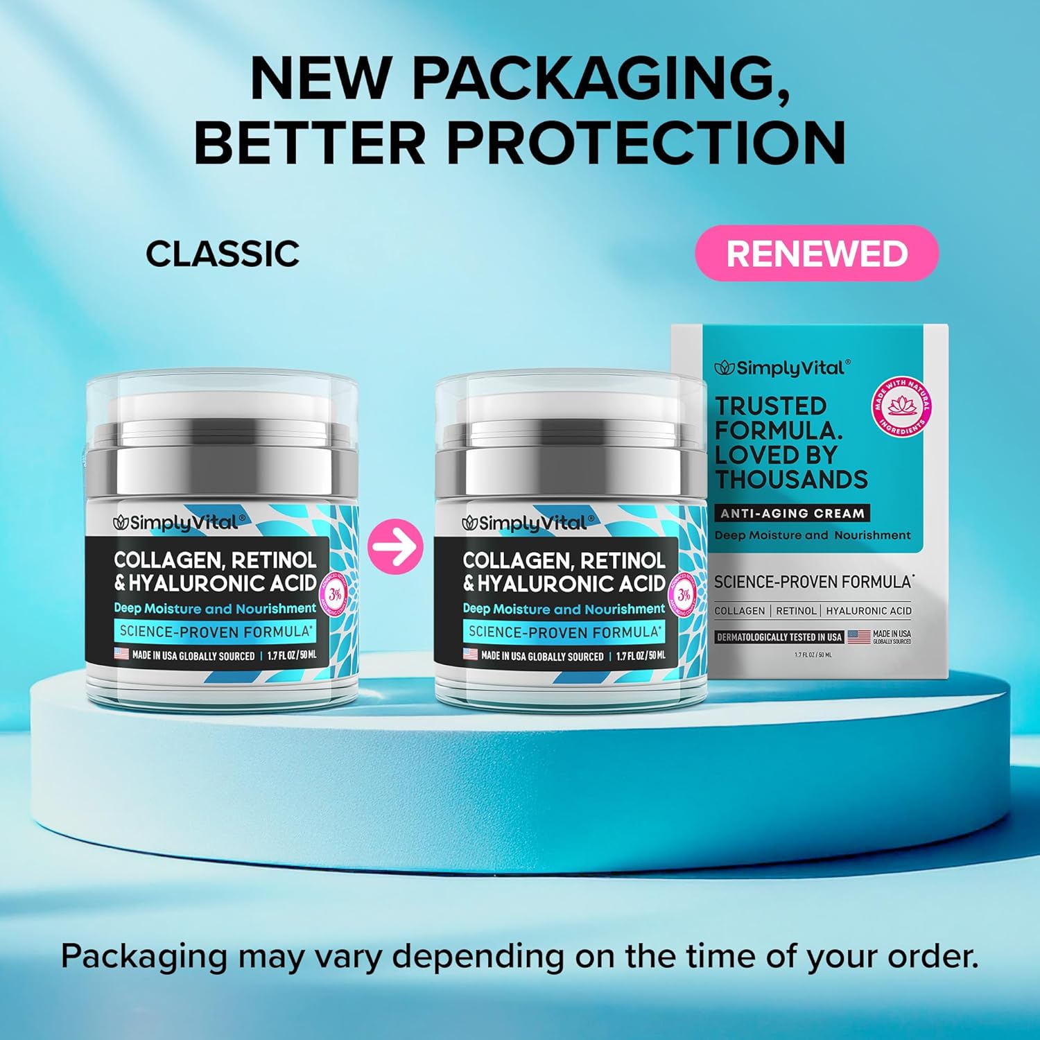 SimplyVital Collagen, Retinol & Hyaluronic Acid Cream - Anti-Aging Face Moisturizer for Face, Neck & Décolleté - Made in USA, Daily Moisturizer Face Cream - 1.7 fl.oz. - Image 7