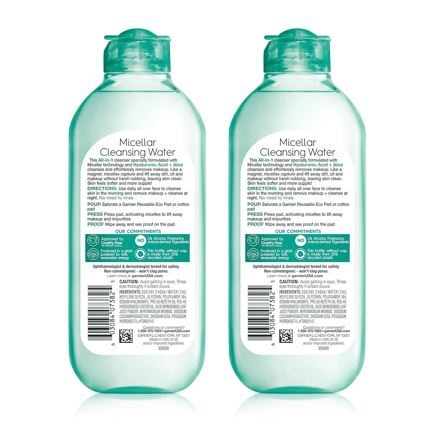 Garnier Micellar Water with Hyaluronic Acid, Facial Cleanser & Makeup Remover, Hydrating and Plumping, For All Skin Types, Vegan, Cruelty Free, 13.5 Fl Oz (400mL), 2 Count - Image 3