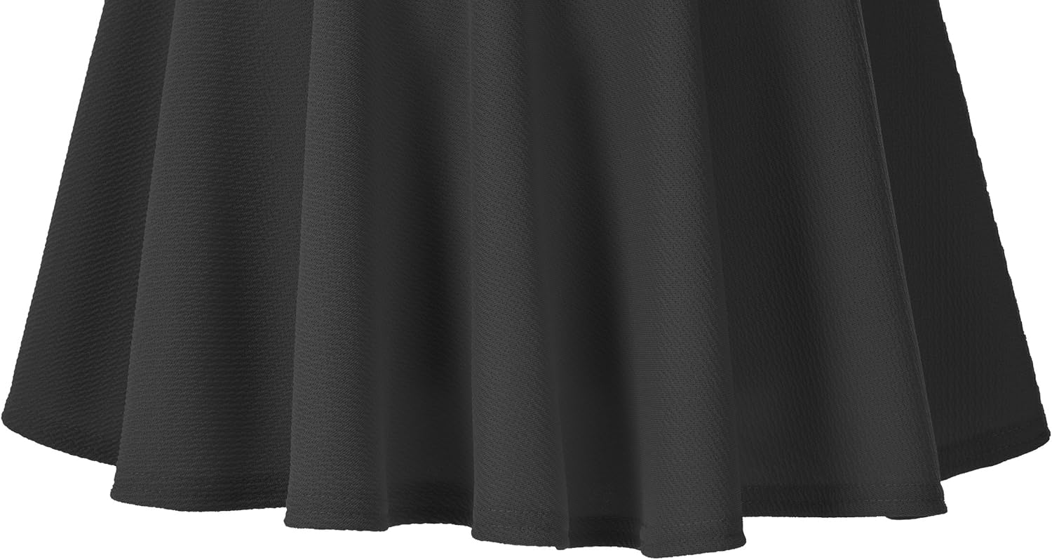 Urban CoCo Women's Basic Midi Skirt Versatile Stretchy Flared Casual High Waisted Skirt - Image 5