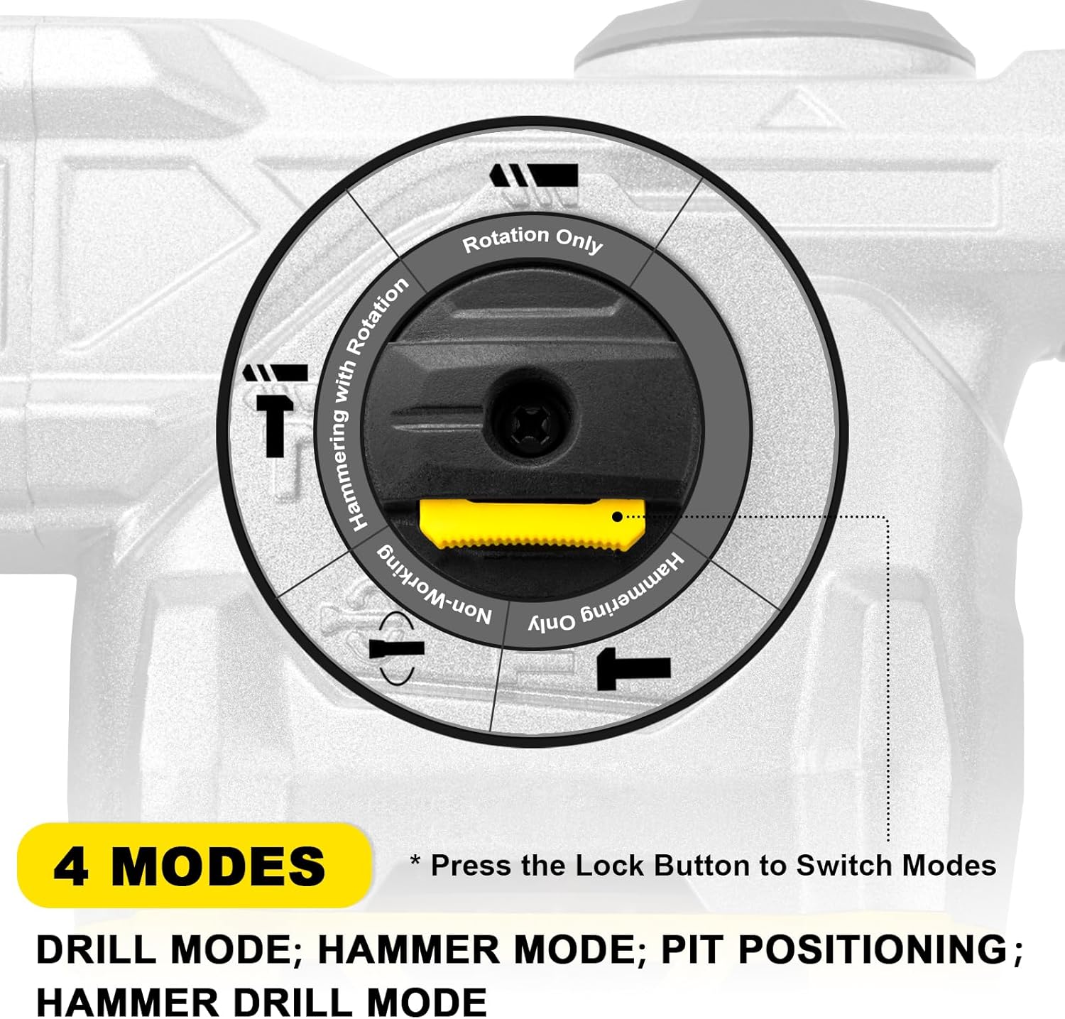 Enventor 1-1/4 Inch SDS-Plus 12.5A Heavy Duty Rotary Hammer Drill for Concrete Stone, Safety Clutch Electric Demolition Hammer Drill with 4 Functions, Vibration Control, Chisels, Drill Bits, Case - Image 5