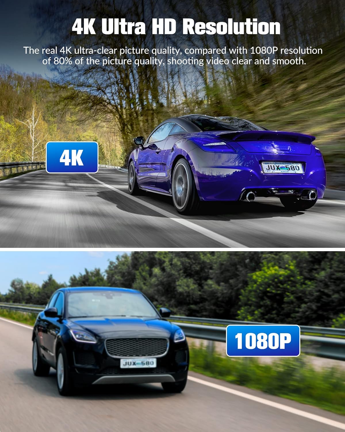 Dash Camera for Cars,4K Full UHD Car Camera Front Rear with 32GB Card,Built-in Super Night Vision,2.0'' IPS Screen,170°Wide Angle,WDR, 24H Parking Mode, Loop Recording - Image 8