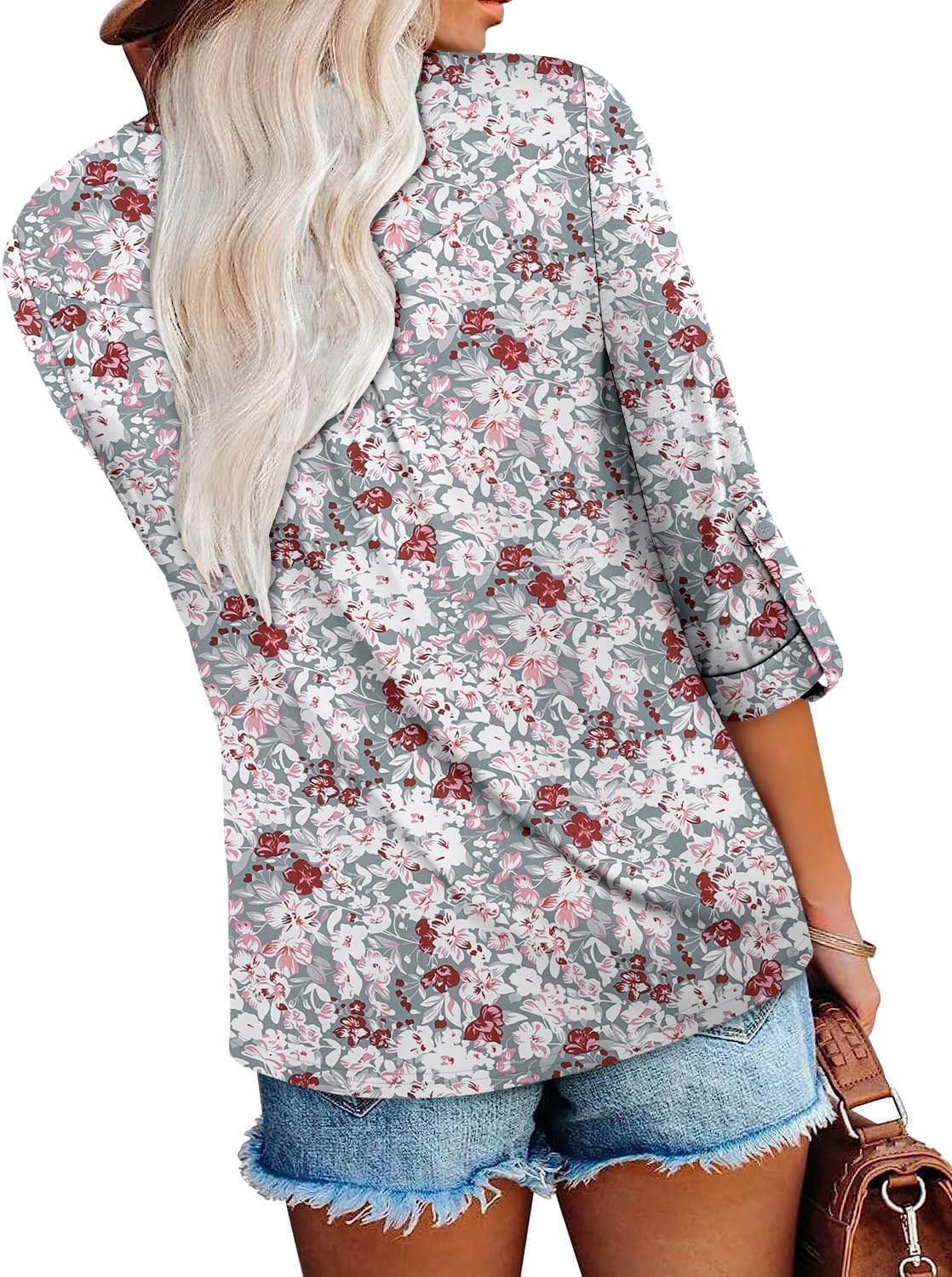 ROSELINLIN Womens Long Sleeve Tunic Tops Floral Fall Blouse Shirts - Image 5