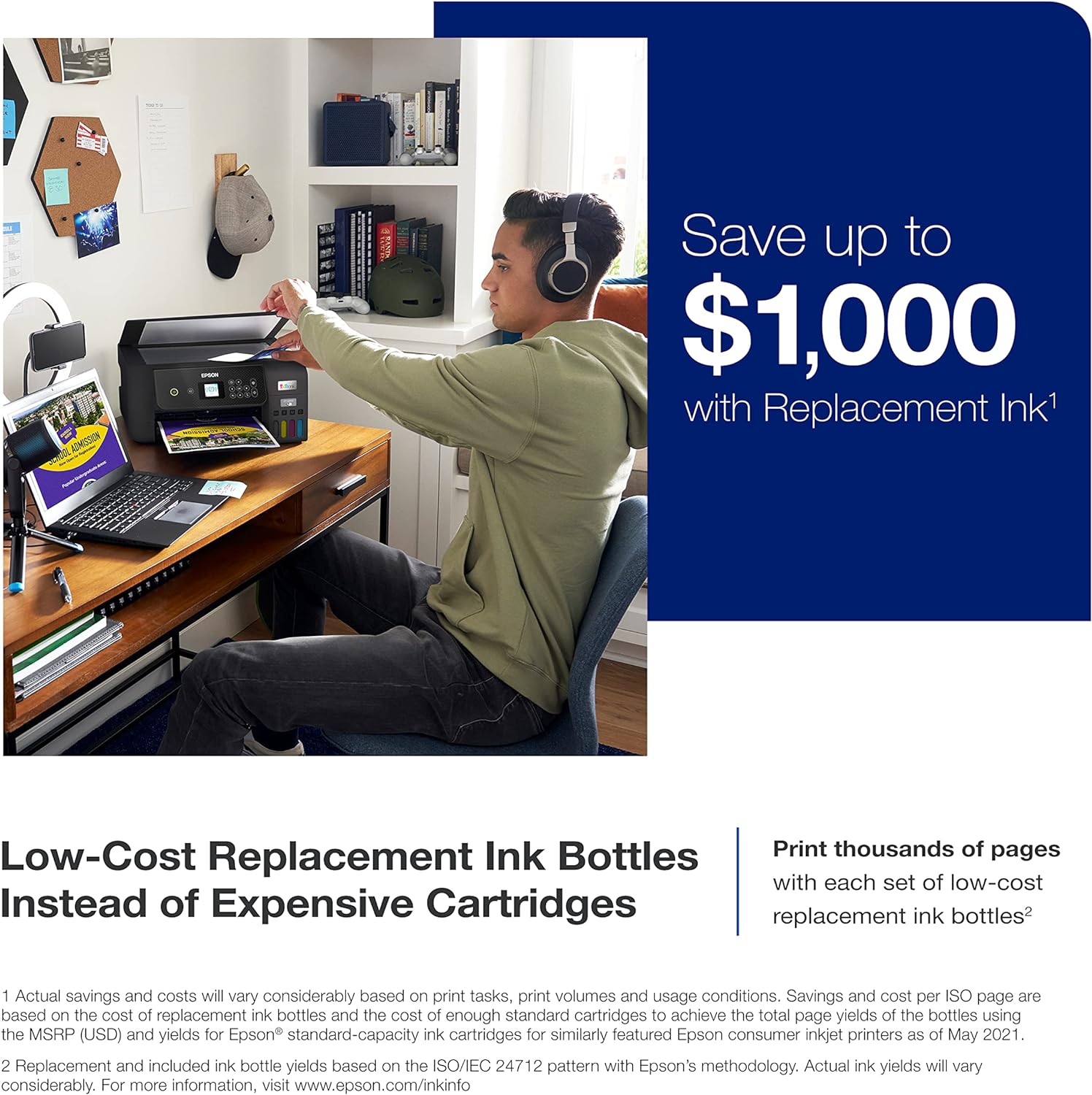 Epson EcoTank ET-2800 Wireless Color All-in-One Cartridge-Free Supertank Printer with Scan and Copy – The Ideal Basic Home Printer - Black, Medium - Image 4