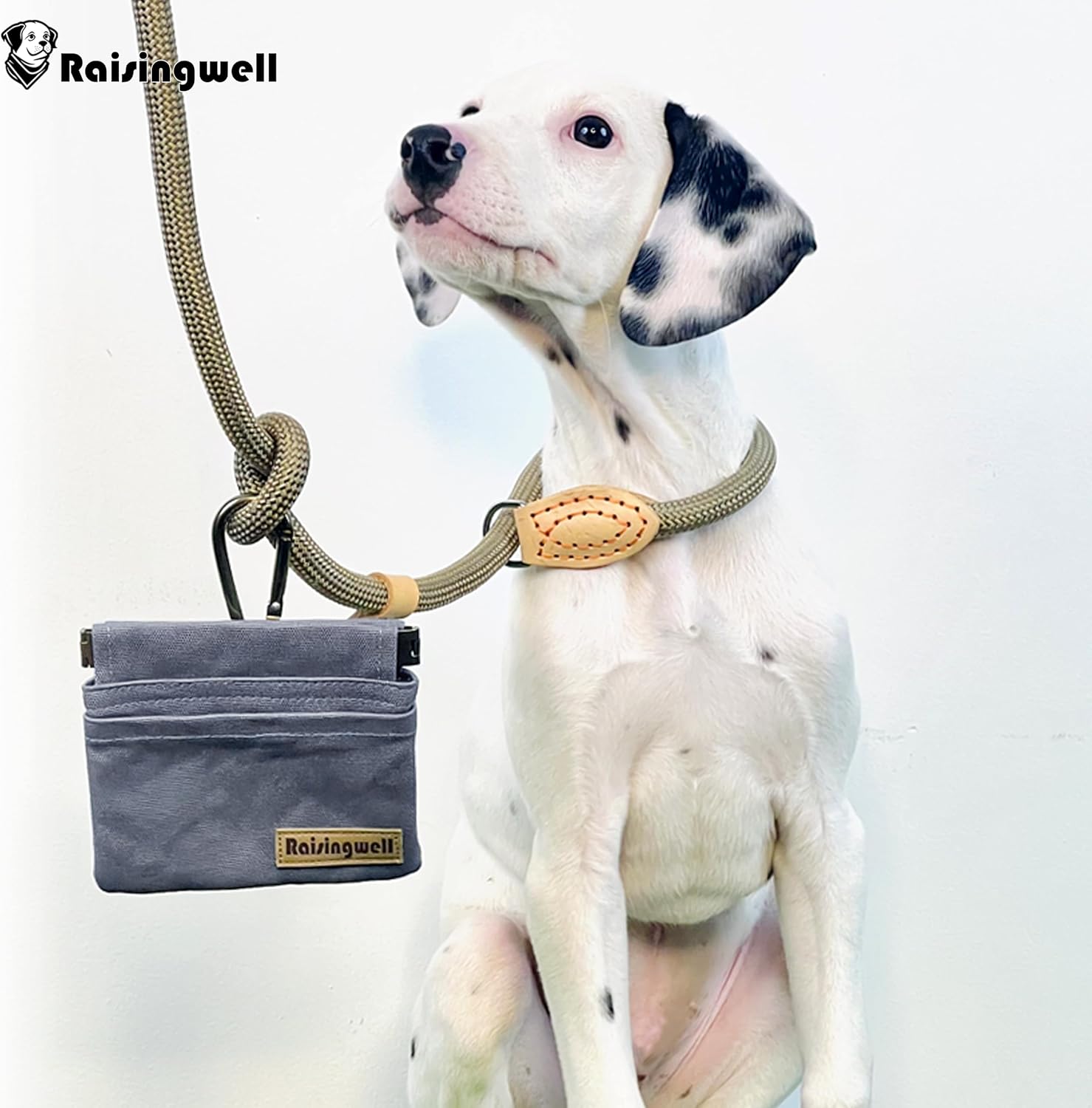 Dog Treat Pouch, Small Cotton Pocket Sized Training Holder, Hand Free Walking Fanny Bag with Carabiner, Self-Closing Pet Feed Snack Reward, Behavior Aids for Puppy Travel or Outdoor (Grey) - Image 7