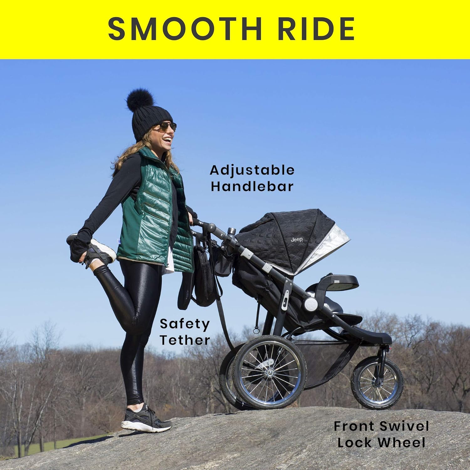 Jeep Cross-Country Sport Plus Jogging Stroller by Delta Children, Charcoal Galaxy - Image 3