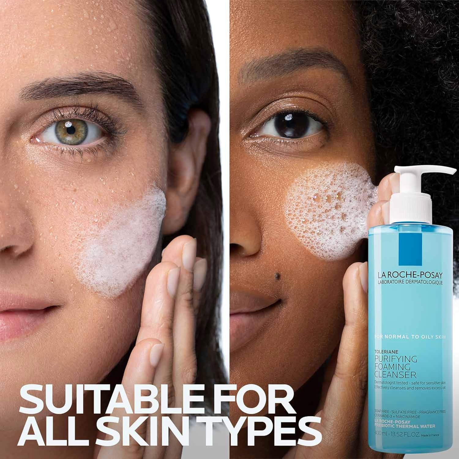 La Roche-Posay Toleriane Purifying Foaming Facial Cleanser, Niacinamide + Ceramides + Prebiotic Thermal Water, Oil Free Face Wash For Oily Skin, Pore Cleanser Safe For Sensitive Skin, Soap Free - Image 6