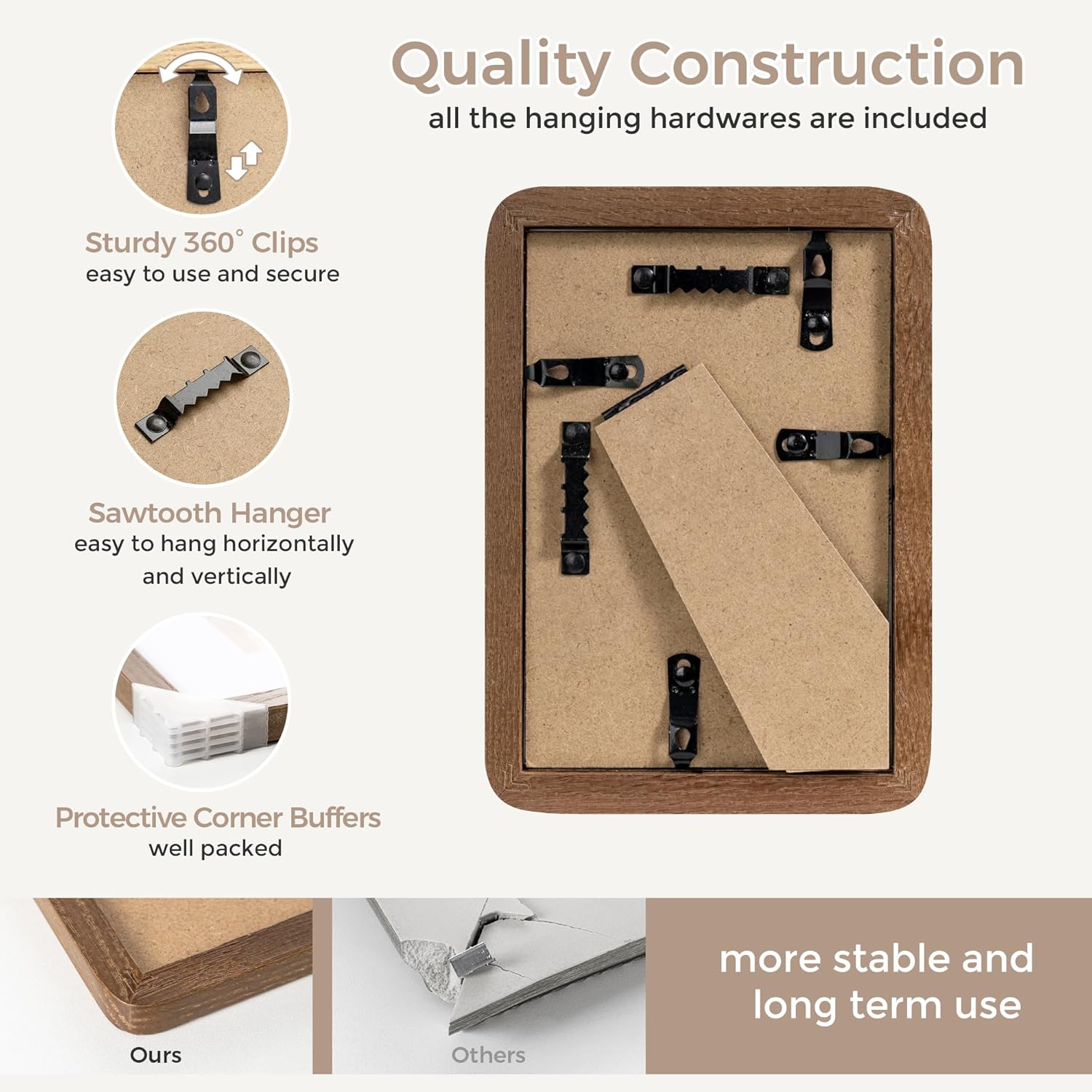 4x6 Picture Frame | Solid Oak Wood 4''x6''Photo Frame | 4x6 Picture Frame With Mat For 3.5x5 | Plexiglas And Hanging Hardware Included | 4 By 6 Picture Frame Wood (Walnut, 1 Pack) - Image 8