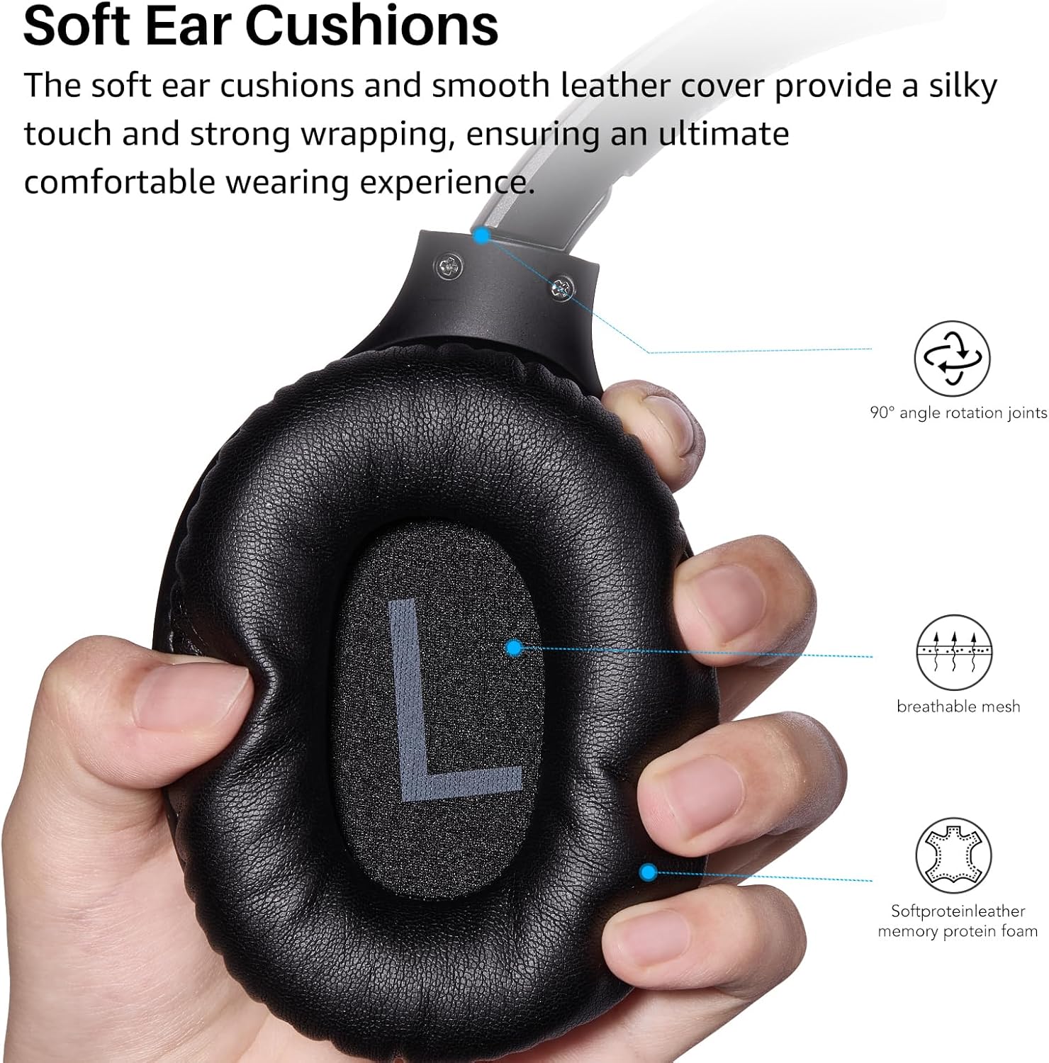 TOZO Bluetooth 5.4 Over Ear Headphones, ENC Call Noise Cancelling Mic, Foldable Wireless Headset, 70H Playback, Deep Bass Stereo Sound, Customizable EQ via Button & App, for Travel and Home, Upgraded - Image 3