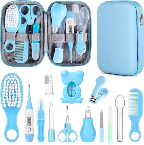 Baby Grooming Kit, Infant Safety Care Set with Hair Brush Comb Nail Clipper Nasal Aspirator,Baby Essentials Kit for Newborn Girls Boys