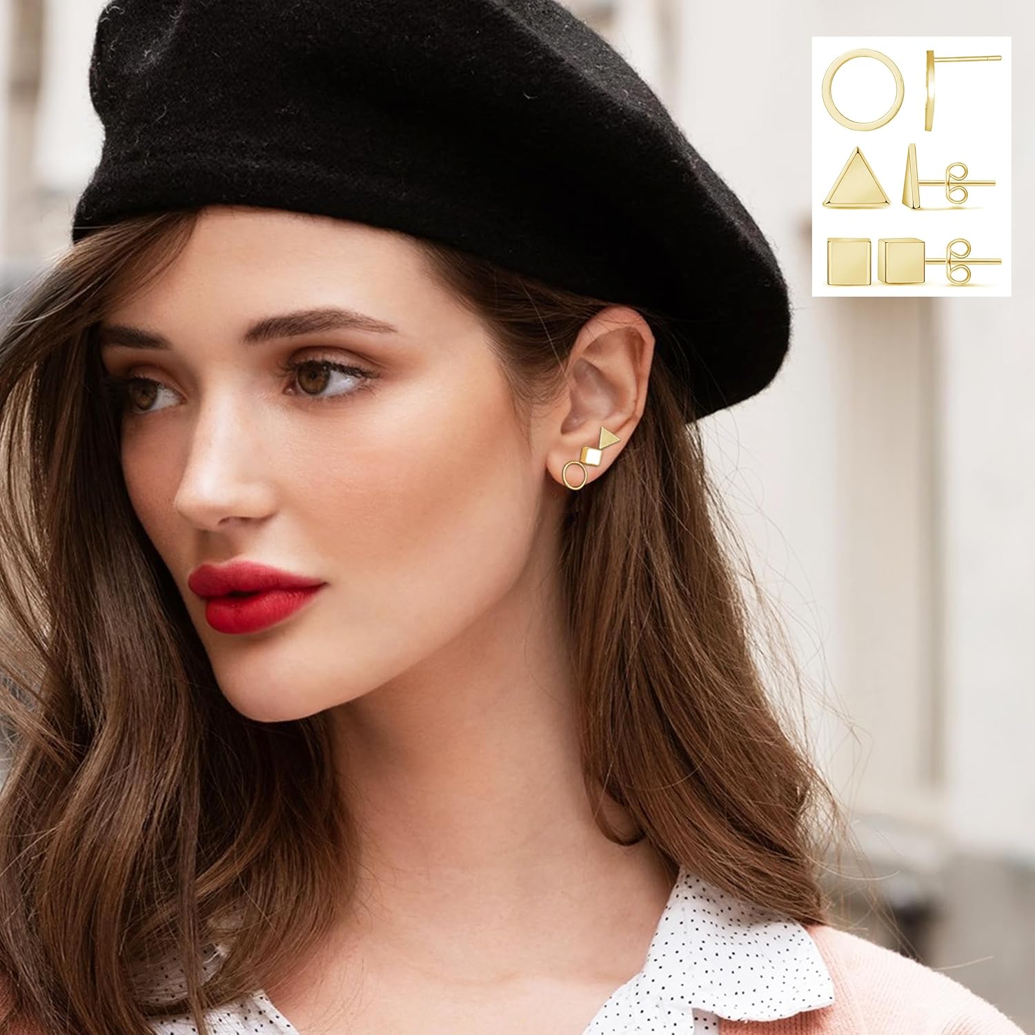 Gold Stud Earrings for Women Minimalist Earrings Simple Stud Earrings for Women Circle Bar Earrings Dainty Jewelry Gifts for Women - Image 7