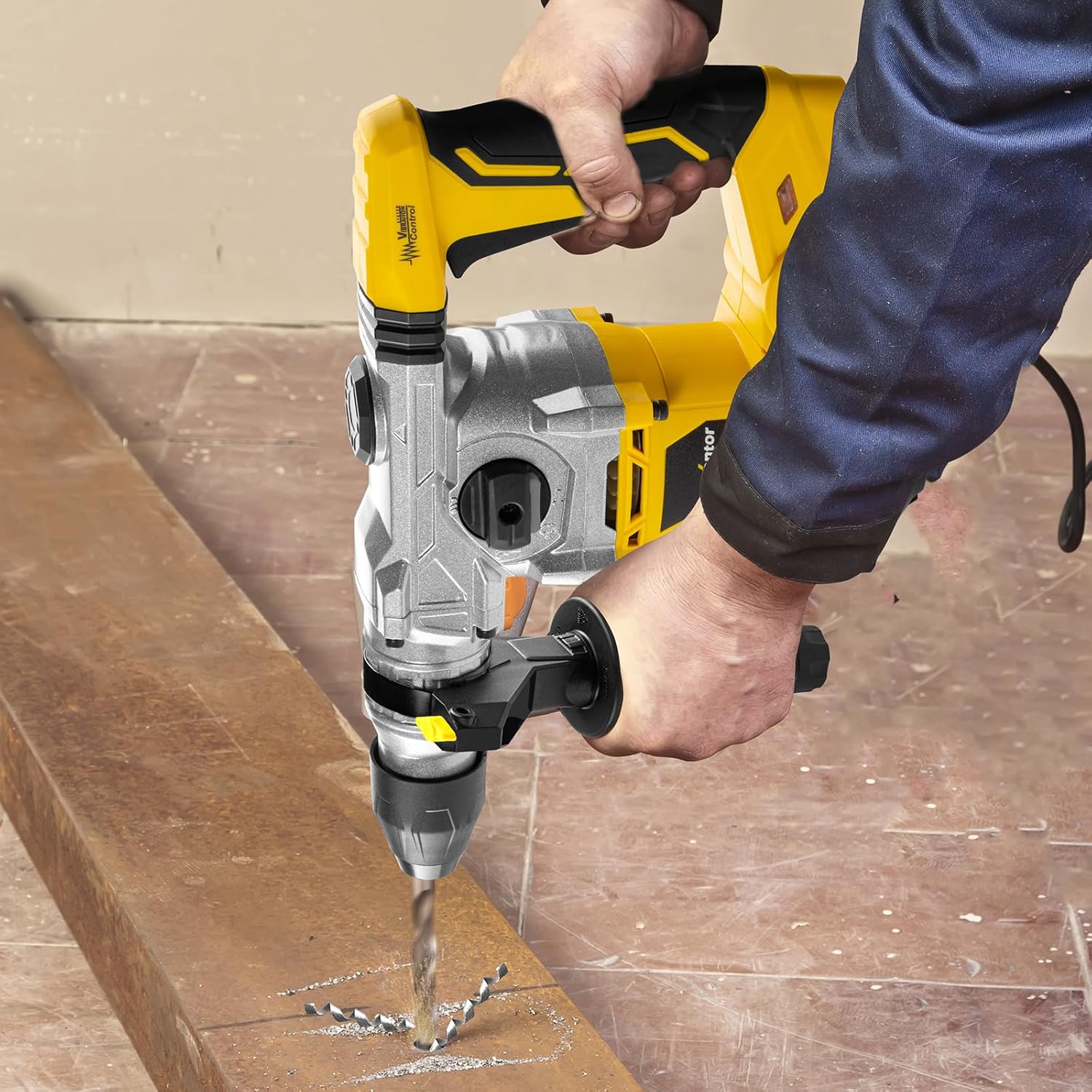 Enventor 1-1/4 Inch SDS-Plus 12.5A Heavy Duty Rotary Hammer Drill for Concrete Stone, Safety Clutch Electric Demolition Hammer Drill with 4 Functions, Vibration Control, Chisels, Drill Bits, Case - Image 8