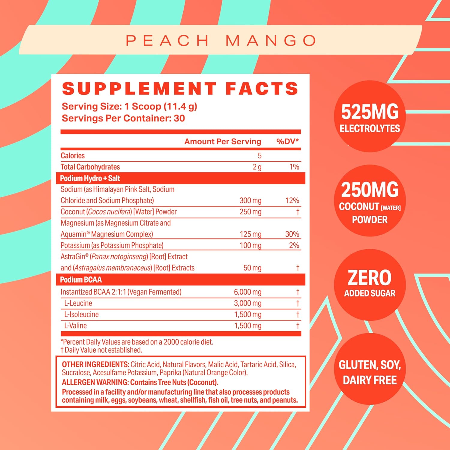 Podium Nutrition, Instantized BCAA Powder, Hydro and Salt, Mango Peach, 30 Servings, Electrolytes, Hydration, Recovery - Image 5