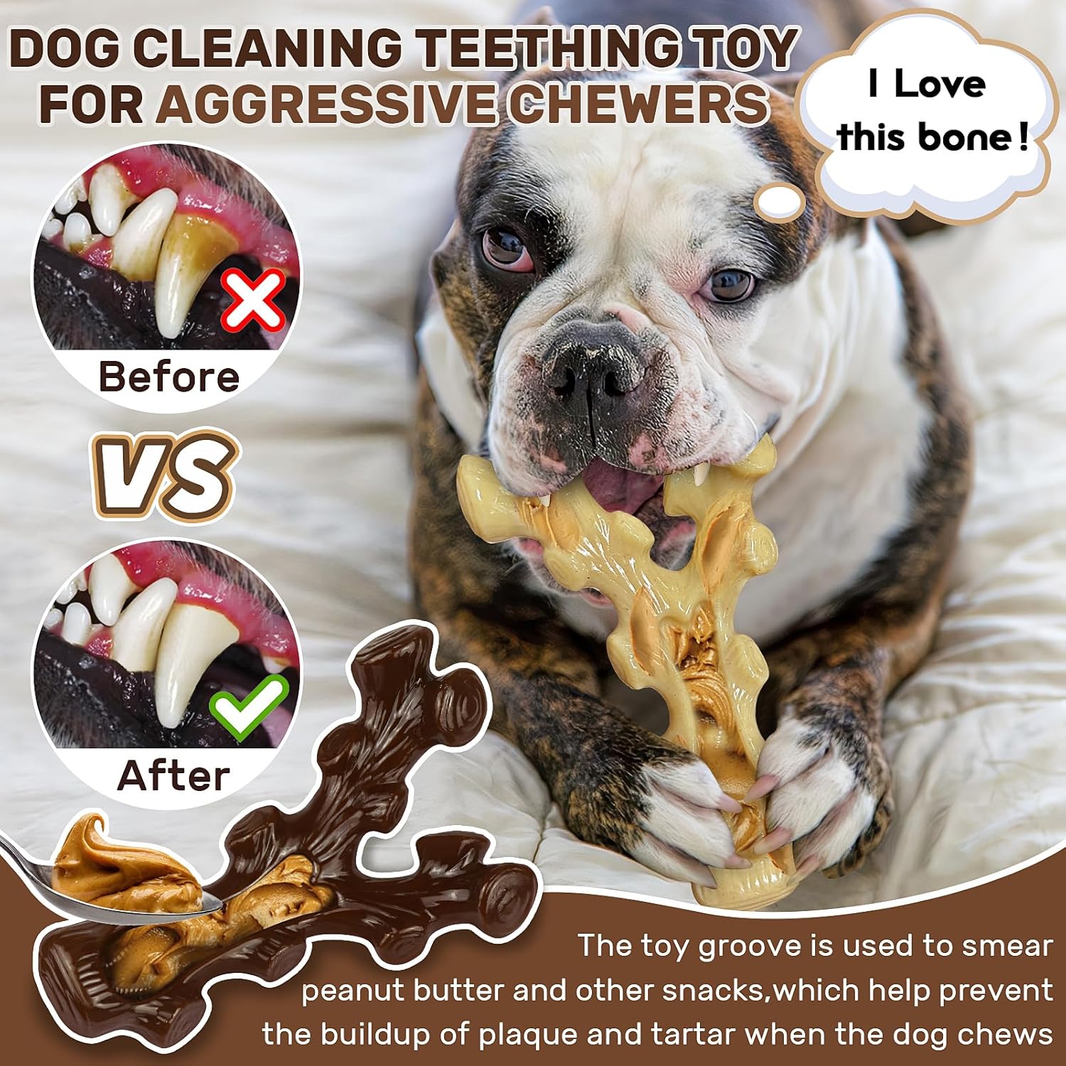 2 Pack Dog Chew Toys for Aggressive Chewers,Boredom and Stimulating Best Dog Toys for Medium/Large Breed,Tough Almost Indestructible Dog Bones for Teeth Cleaning and Training - Image 6
