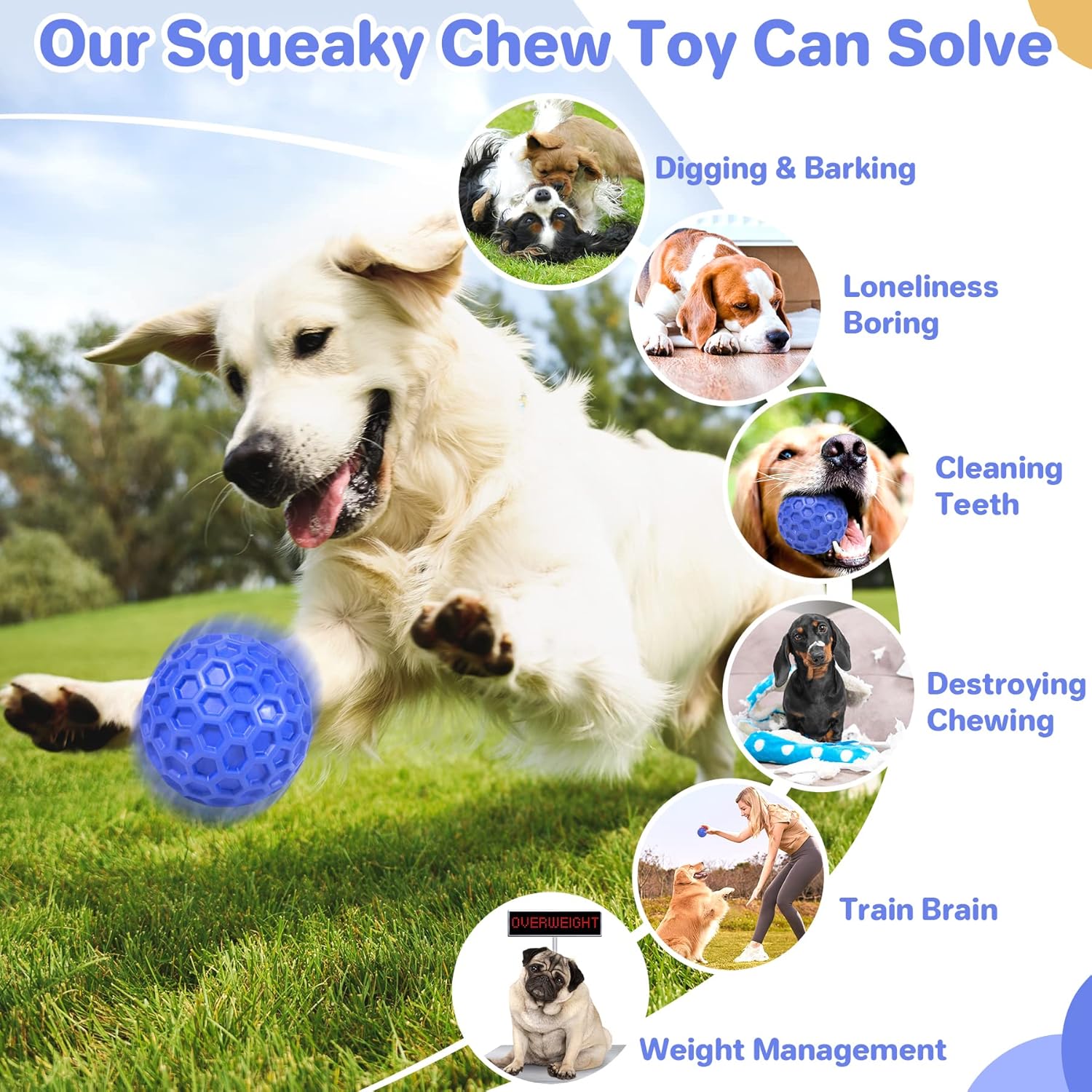 Indestructible Squeaky Dog Ball, Relieves Anxiety, Cleans Teeth, Interactive Chew Toy for Aggressive Chewers, Dog Toy for Large Breeds, Outdoor Waterproof - Image 6