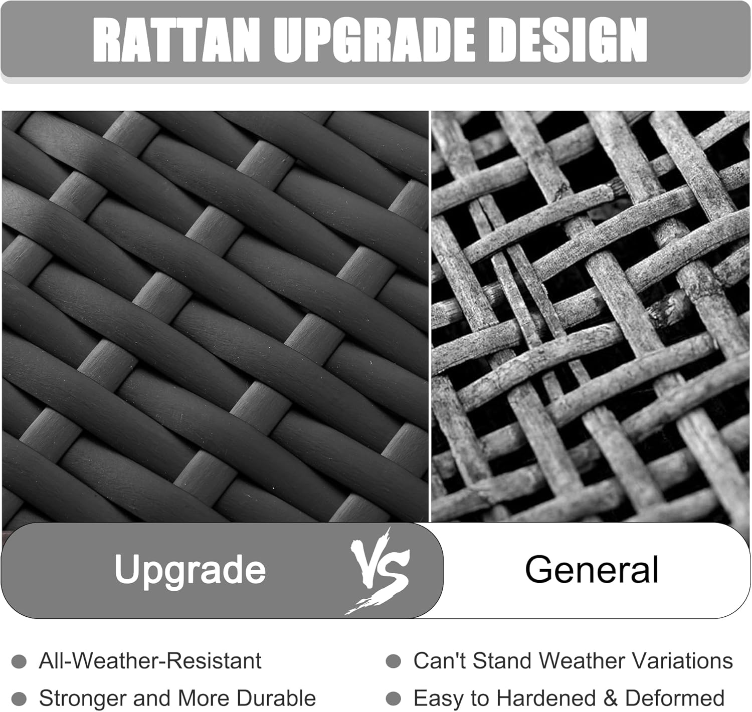 LayinSun 15 Piece Patio Furniture Set with Fire Pit Table, Outdoor Conversation Sets Wicker Rattan Sectional Sofa with Coffee Table - Image 6