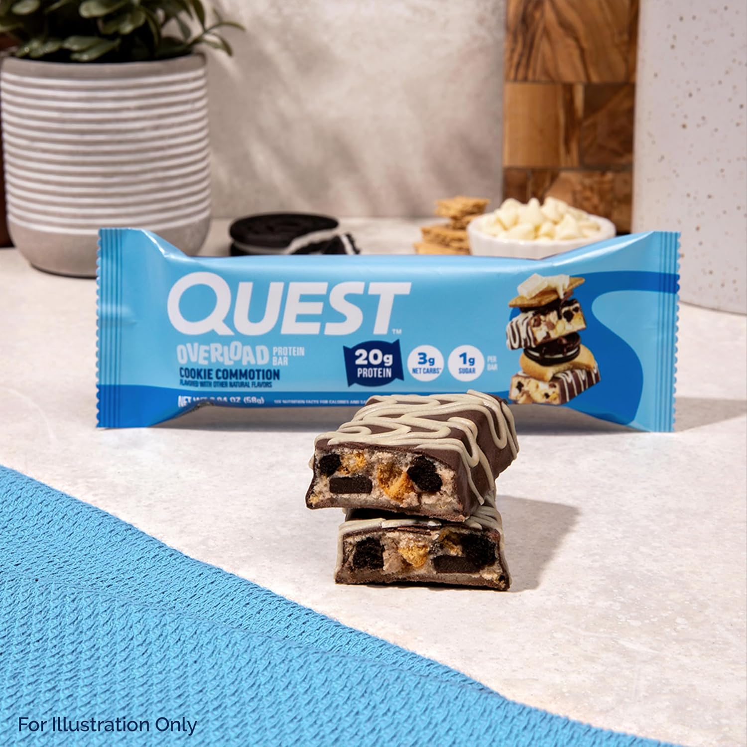 Quest Nutrition Overload Protein Bars, Cookie Commotion, 20g Protein, 1g Sugar, 3g Net Carbs, Gluten Free, 12 Count - Image 5
