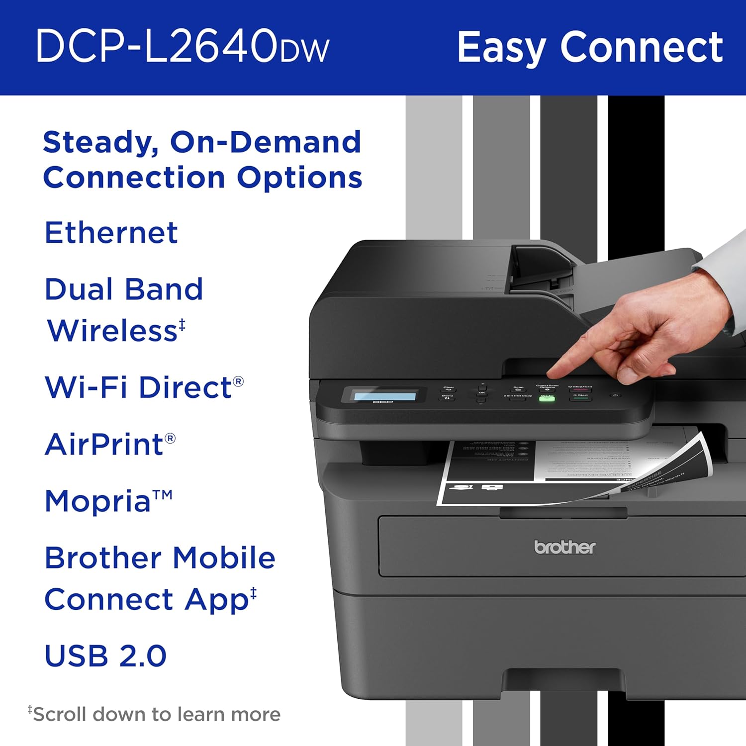 Brother DCP-L2640DW Wireless Compact Monochrome Multi-Function Laser Printer with Copy and Scan, Duplex, Mobile, Black & White | Includes Refresh Subscription Trial(1), Amazon Dash Replenishment Ready - Image 7