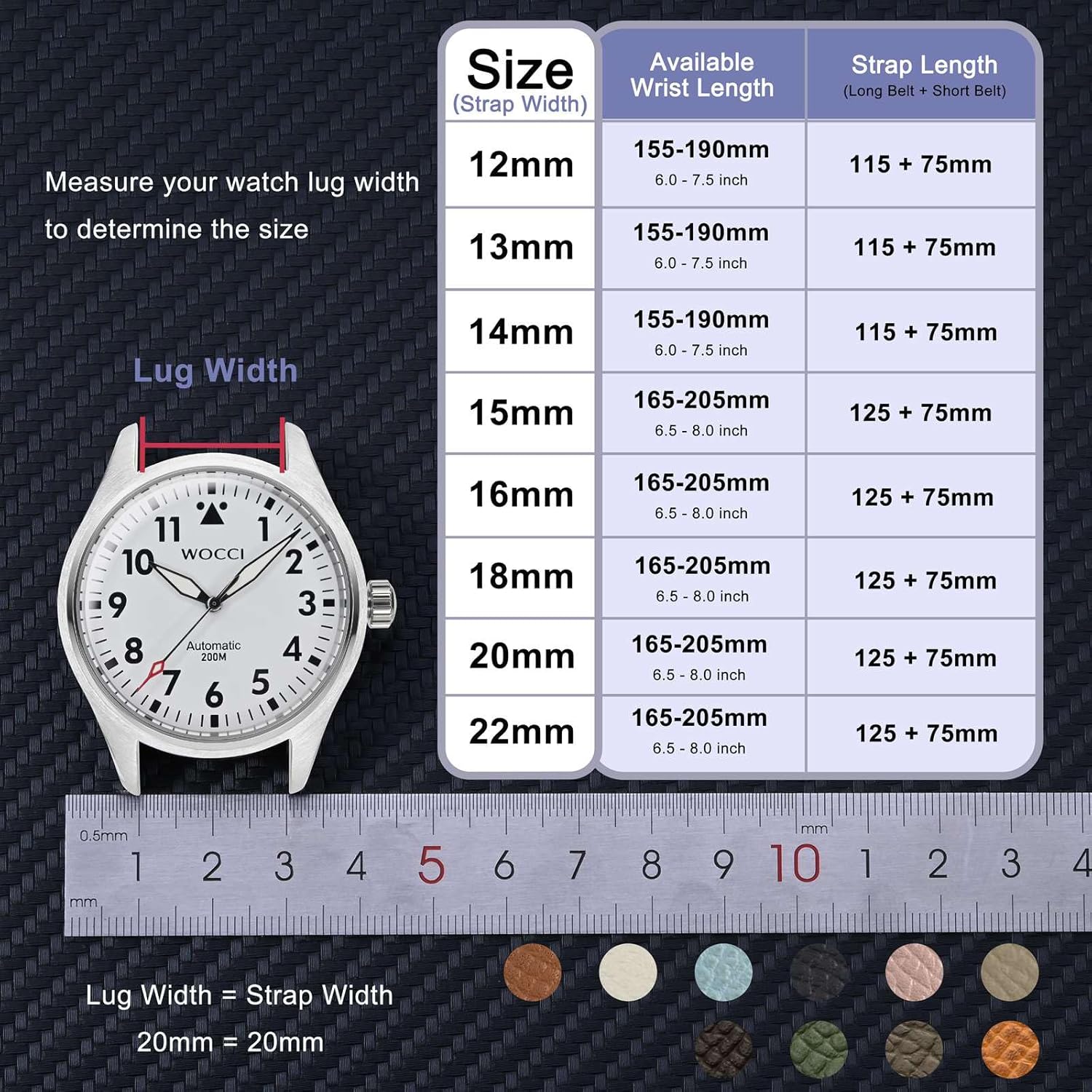 WOCCI 12mm Grace Watch Band for Ladies, Top Grain Leather, Quick Release Replacement Strap with Gold Buckle (Beige) - Image 6