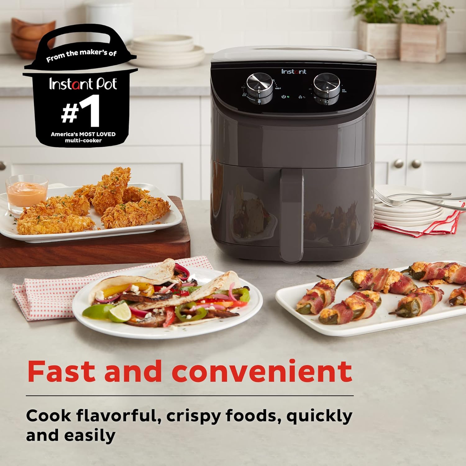 Instant Pot Essentials 4QT Air Fryer with EvenCrisp Technology that Crisps and Reheats, Easily Adjust Time & Temperature For Quick Meals, 100+ In-App Recipes, from the Makers of Instant Pot, Black - Image 3
