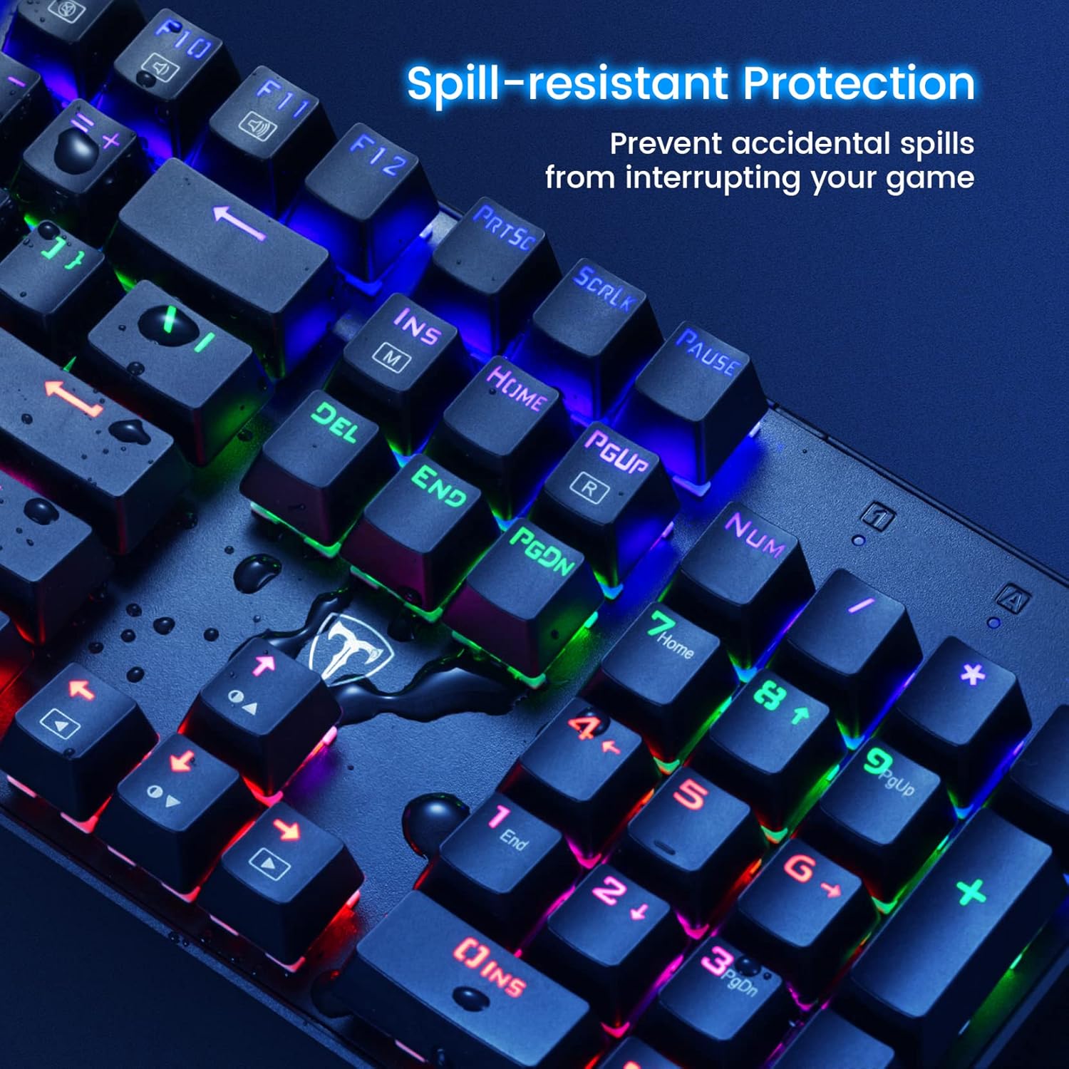 RisoPhy Mechanical Gaming Keyboard, RGB 104 Keys Ultra-Slim LED Backlit USB Wired Keyboard with Blue Switch, Durable Abs Keycaps/Anti-Ghosting/Spill-Resistant Computer Keyboard for PC Mac Xbox Gamer - Image 6