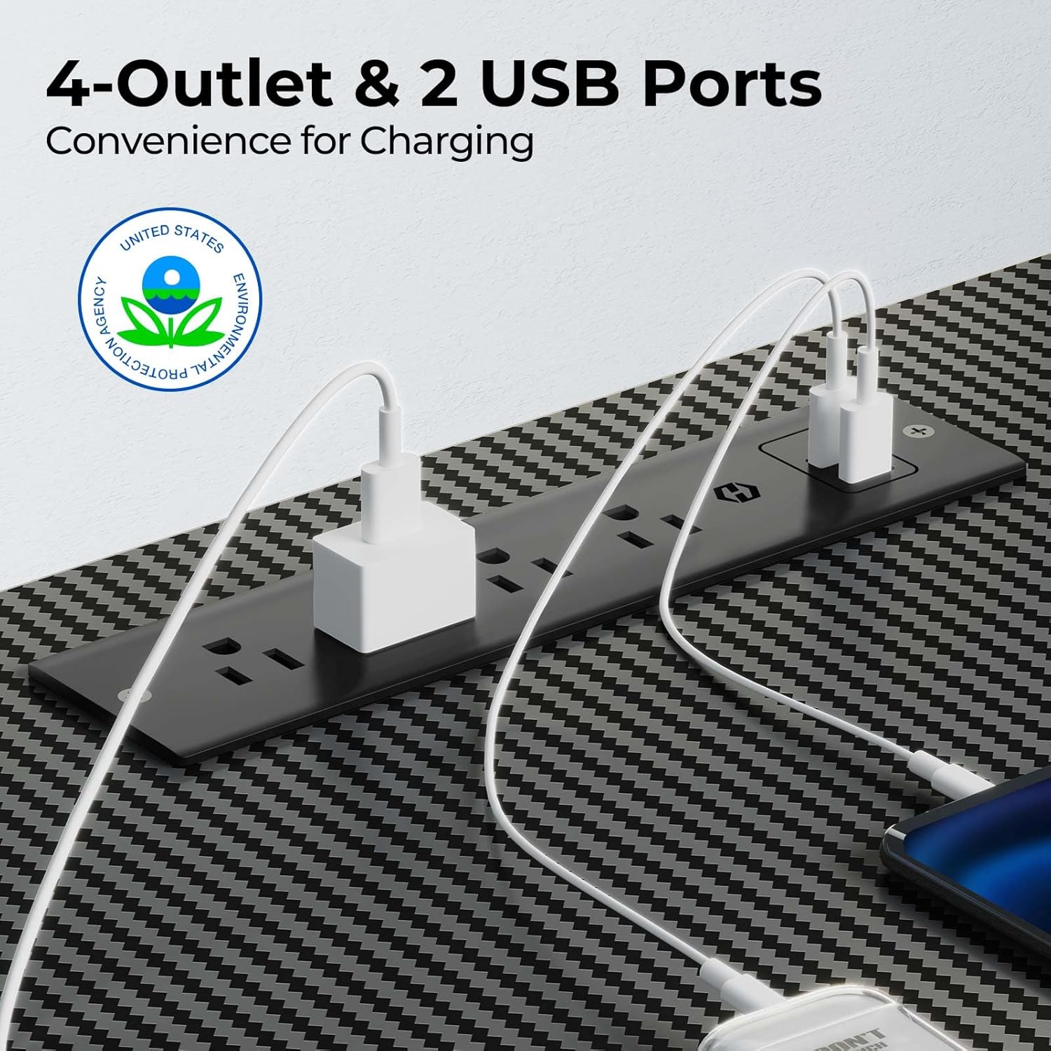 SEVEN WARRIOR L Shaped Gaming Desk with LED Lights & Power Outlets, 50.4” Computer Desk with Monitor Stand, Corner Desk with Carbon Fiber Surface, Gaming Table with Hooks, Black - Image 6