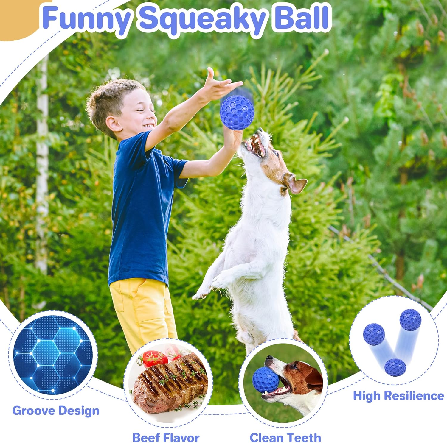 Indestructible Squeaky Dog Ball, Relieves Anxiety, Cleans Teeth, Interactive Chew Toy for Aggressive Chewers, Dog Toy for Large Breeds, Outdoor Waterproof - Image 5