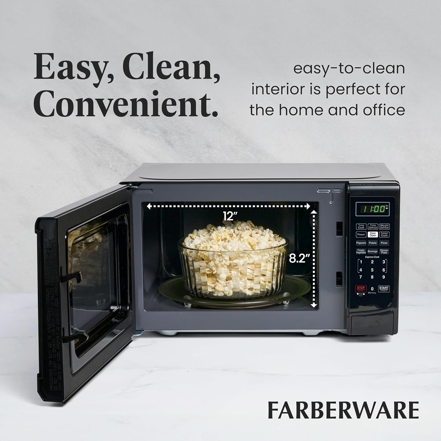 Farberware Countertop Microwave 700 Watts, 0.7 Cu. Ft. - Microwave Oven With LED Lighting and Child Lock - Perfect for Apartments and Dorms - Easy Clean Grey Interior, Retro Black - Image 6