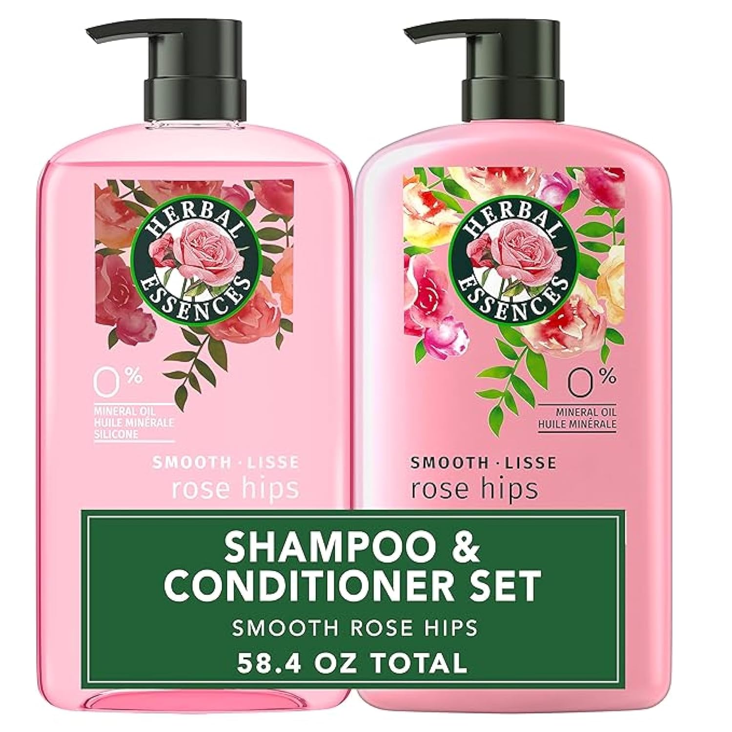 Herbal Essences Shampoo & Conditioner Set, Smooth Collection, Paraben-Free, Color-Safe, with Rose Hips & Vitamin E, 29.2 Fl Oz Each, 2-Pack - Image 2