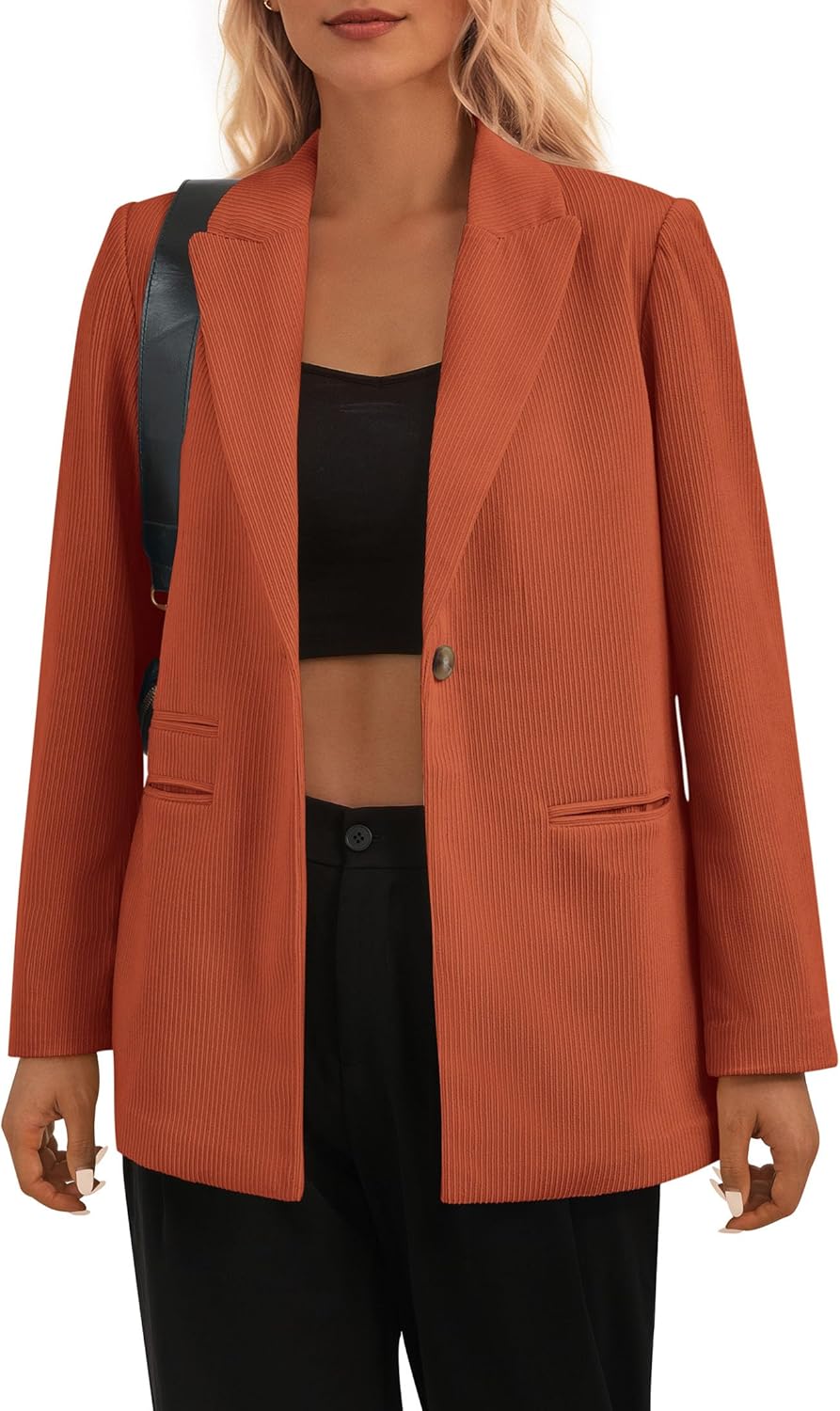 PRETTYGARDEN Women's Winter Corduroy Blazers Jackets Dressy Casual Ribbed Long Sleeve Lapel Fashion Work Business Outerwear - Image 5