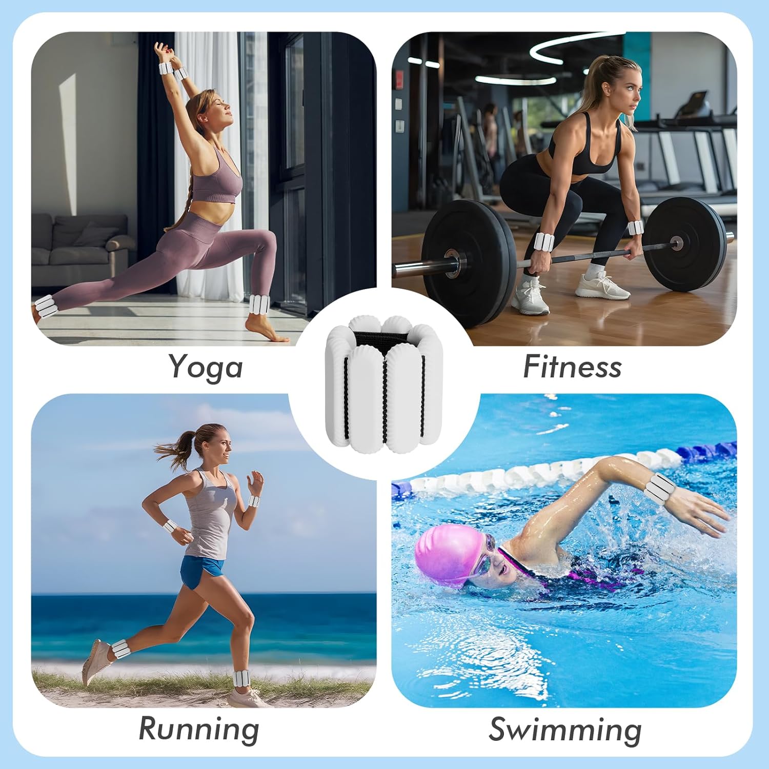 Wrist Ankle Weights for Women, Adjustable Ankle Weights Strength Training Silicone Bracelets Workout Wrist Ankle Weights for Men Women Yoga Running Dance Ankle Arm Leg Weights (2lb) - Image 8