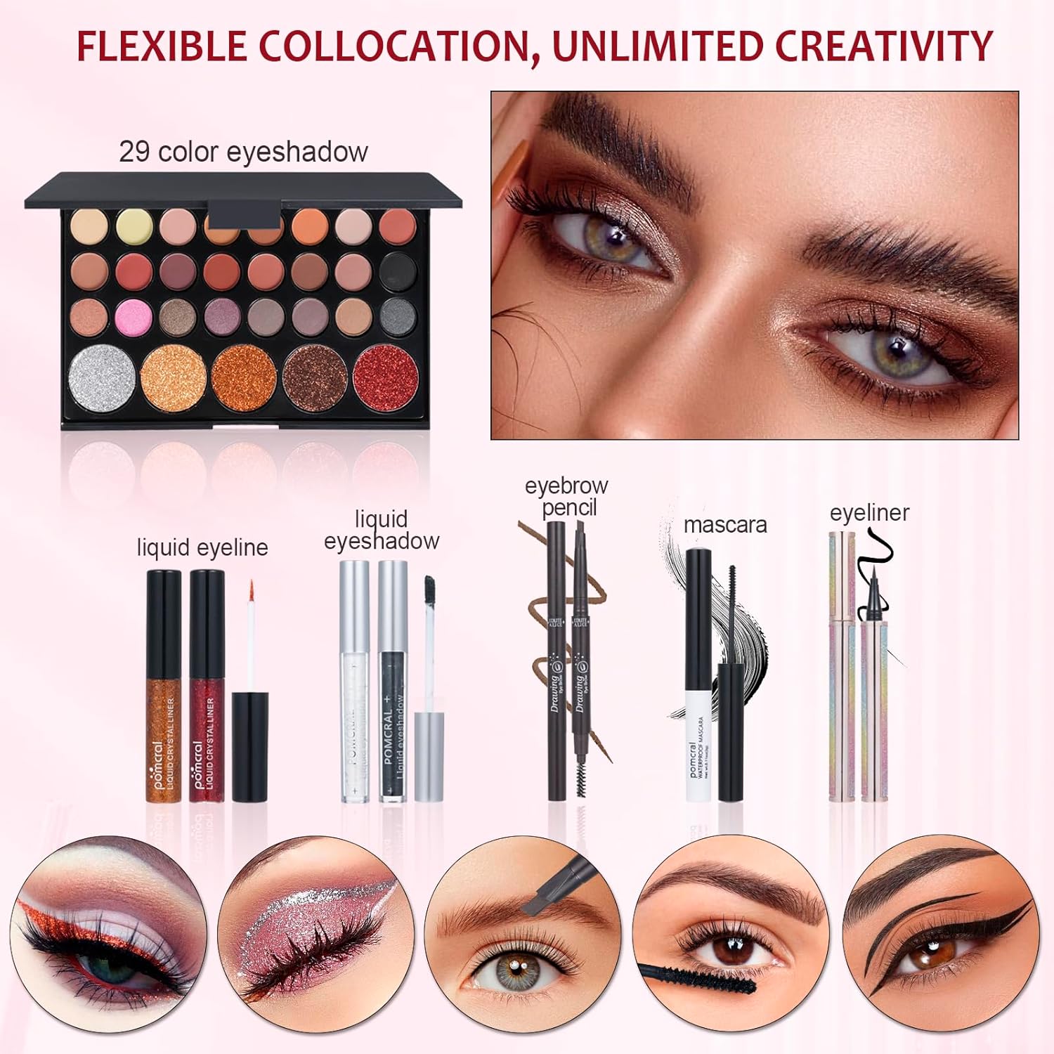 Makeup Kit For Women Full Kit Eyeshadow Eyeliner lipgloss, Lipstick Makeup brushes Mascara Eyebrow pencil Concealer Face Powder Primer make up Set For Girls Beginners - Image 4