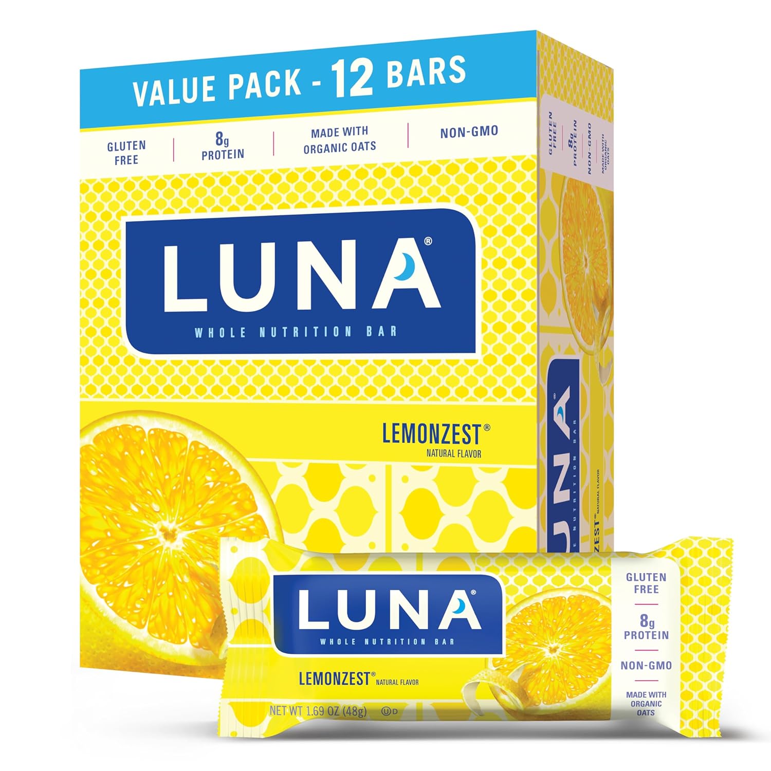 Clif Bar Luna Minis Energy Bar - Box of 12 1.69oz (48g) Bars (Lemon Zest) - Image 2