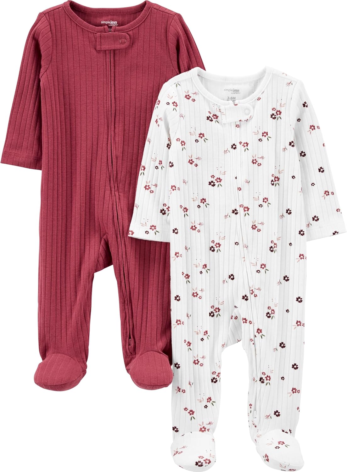 Simple Joys by Carter's Unisex Baby 2-Pack 2-Way Zip Textured Sleep and Play - Image 2