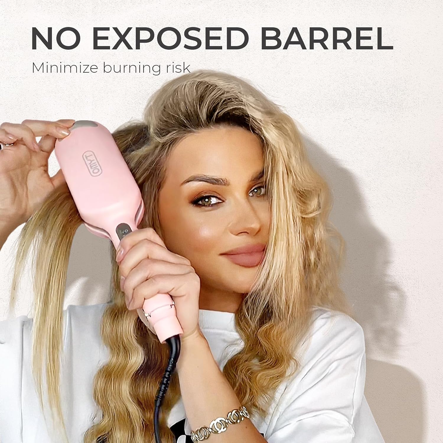 Curling Iron Hair Crimper Waver - TYMO ROVY Beach Waves Curling Wand, Ionic Deep Waver Hair Curler Tool with Ceramic 3 Barrel for Women, Dual Voltage, Anti-Scald, Easy to Use, Pink, 1.25 Inch - Image 6