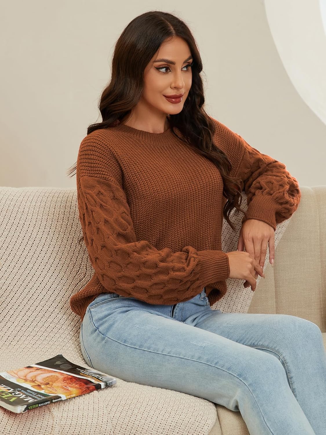 Womens Sweaters Fall Fashion Sweatshirt for Women Tops Crewneck Long Sleeve Shirts Casual Tunic Trendy - Image 5