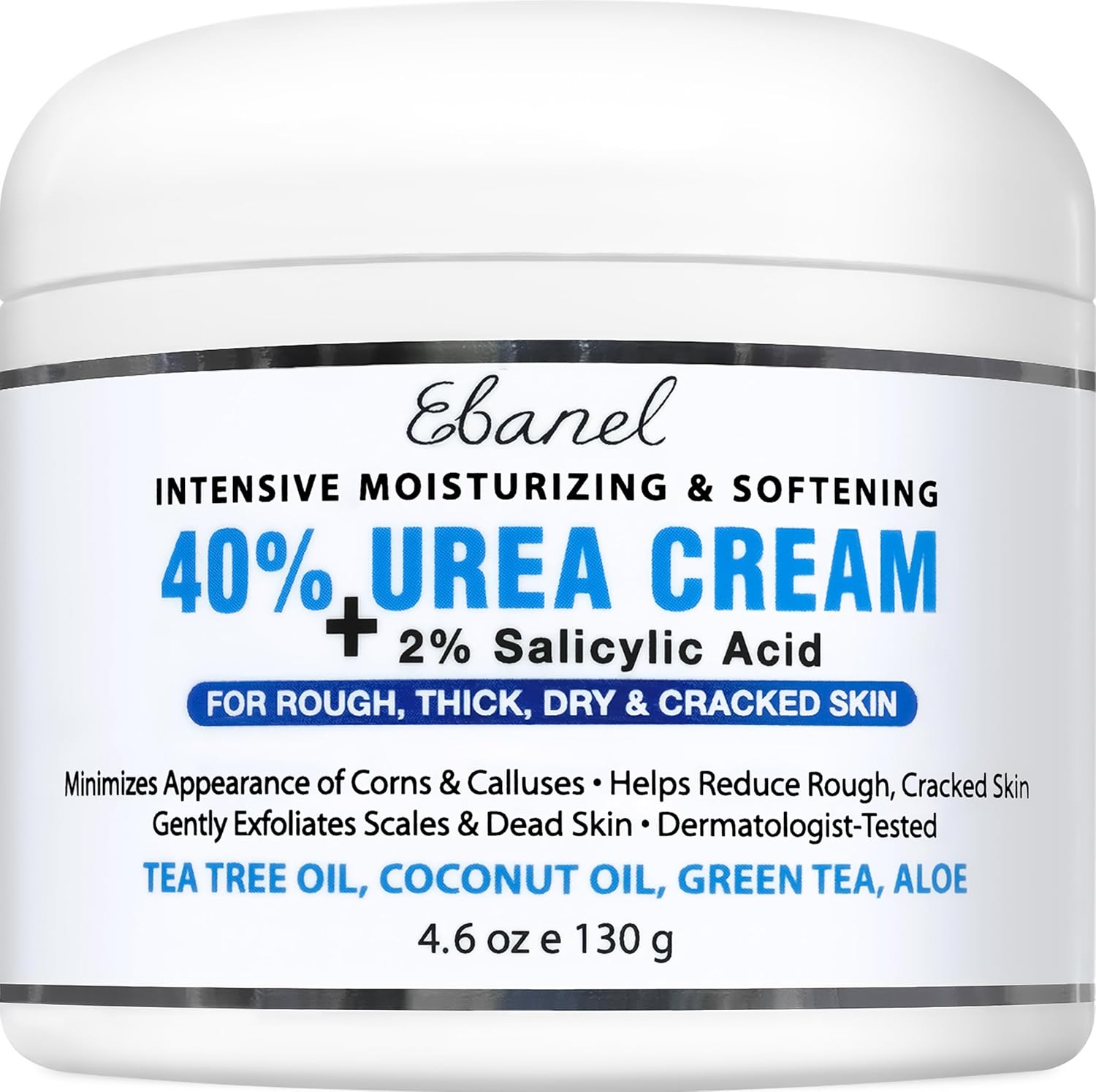 Ebanel Urea Cream 40% plus Salicylic Acid 2%, Foot Cream for Dry Cracked Heels Feet Knees Elbows Hands, Foot Dead Skin Cuticle Callus Remover Toenail Softener, Keratolytic Skin Barrier Repair - Image 2