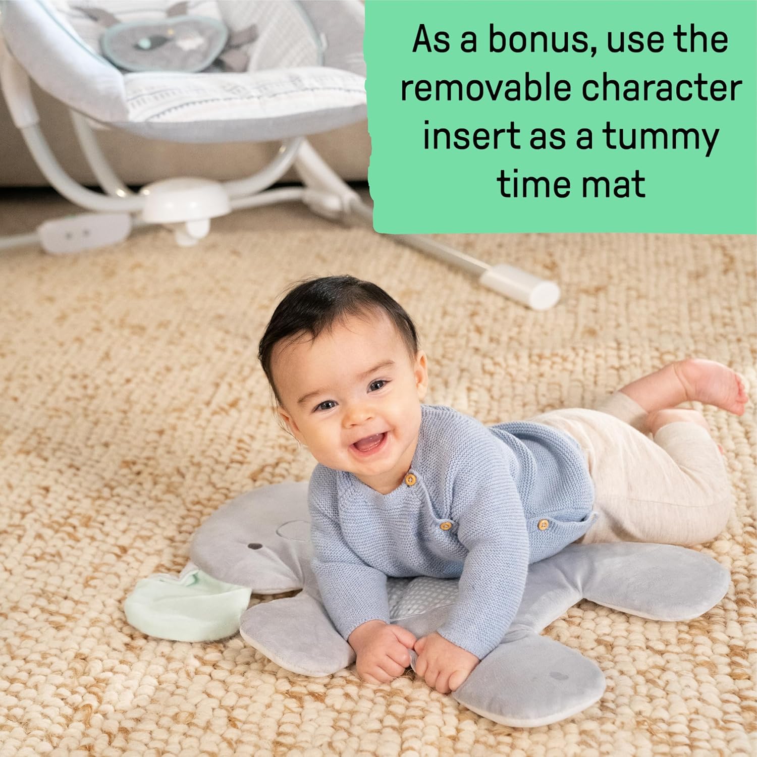 Ingenuity InLighten 5-Speed Baby Swing - Swivel Infant Seat, 5 Point Safety Harness, Nature Sounds, Lights - Van Elephant - Image 8