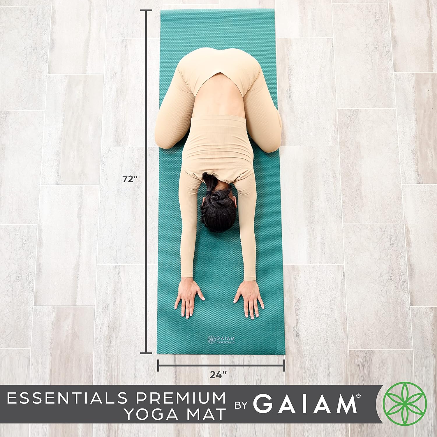Gaiam Essentials Premium Yoga Mat with Yoga Mat Carrier Sling (72"L x 24"W x 1/4 Inch Thick) - Image 3
