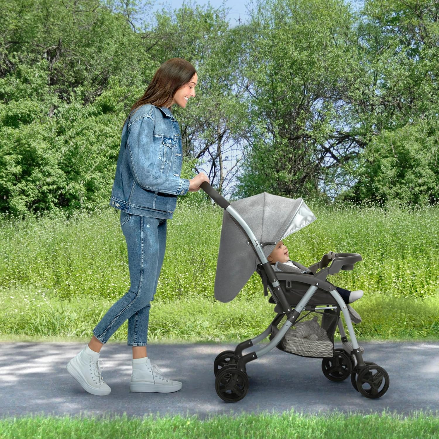 Jeep Unlimited Reversible Handle Stroller, Grey Tweed - Image 3