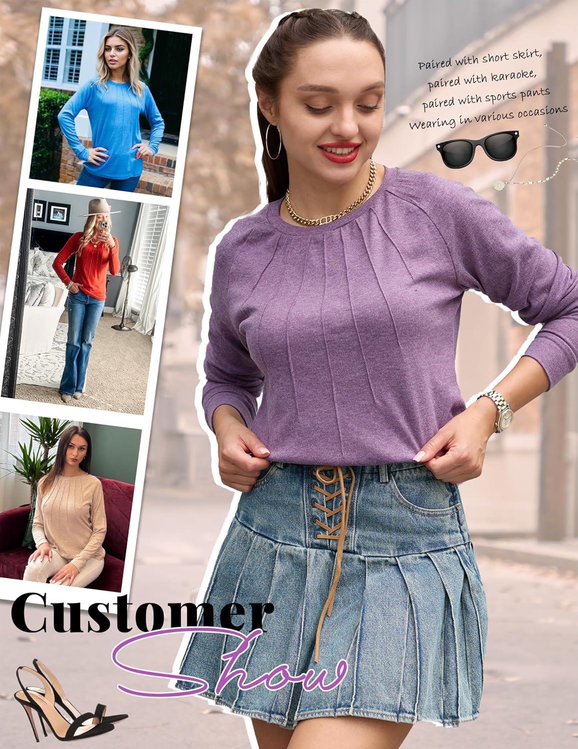 Zeagoo Women Long Sleeve Shirts Casual Tops Blouses Fashion Pleated Tunic Fall Clothes 2024 - Image 6