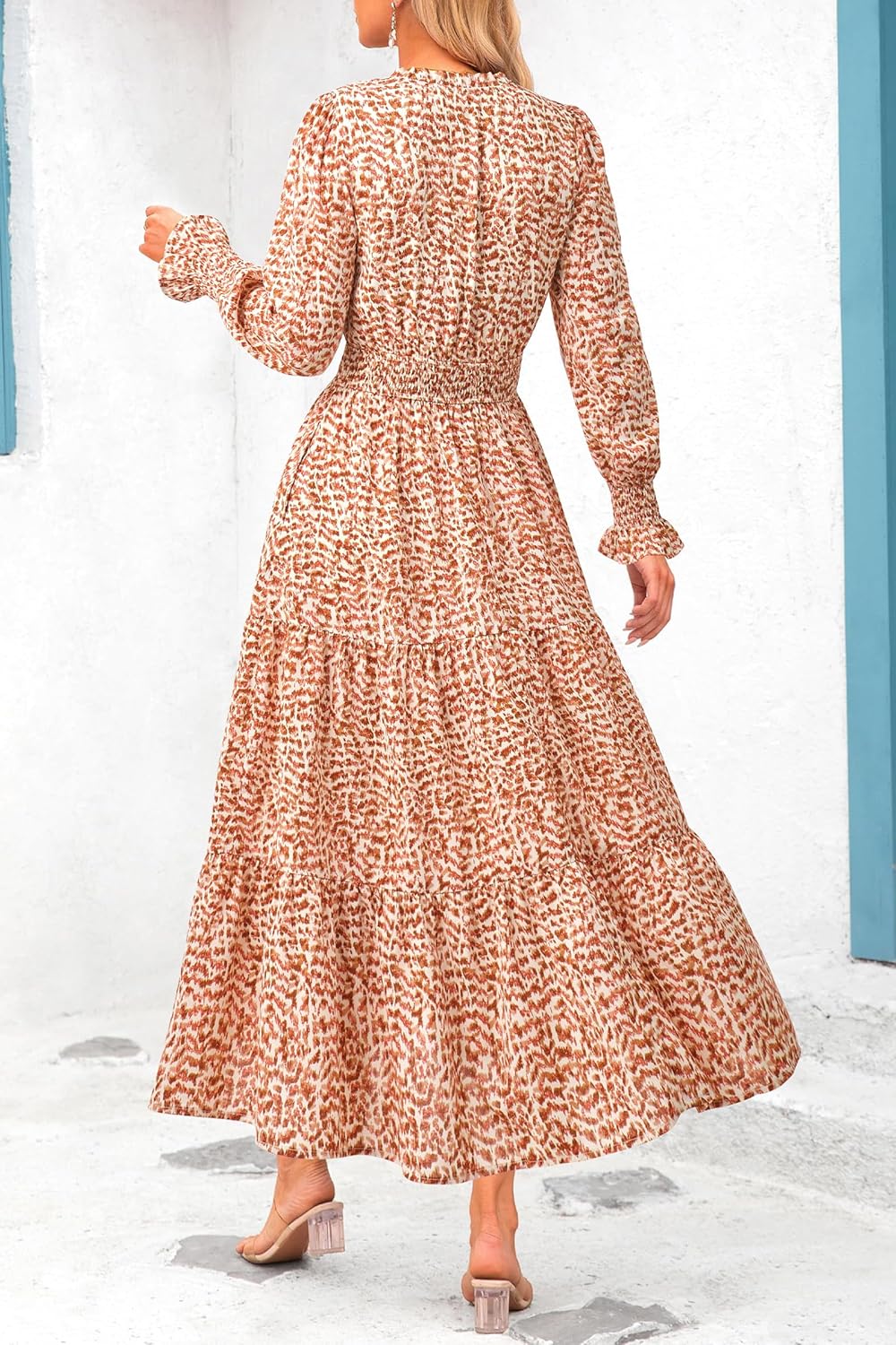 PRETTYGARDEN Women's Floral Maxi Dress 2025 Spring Long Sleeve V Neck Casual A Line Long Flowy Boho Party Dresses - Image 3