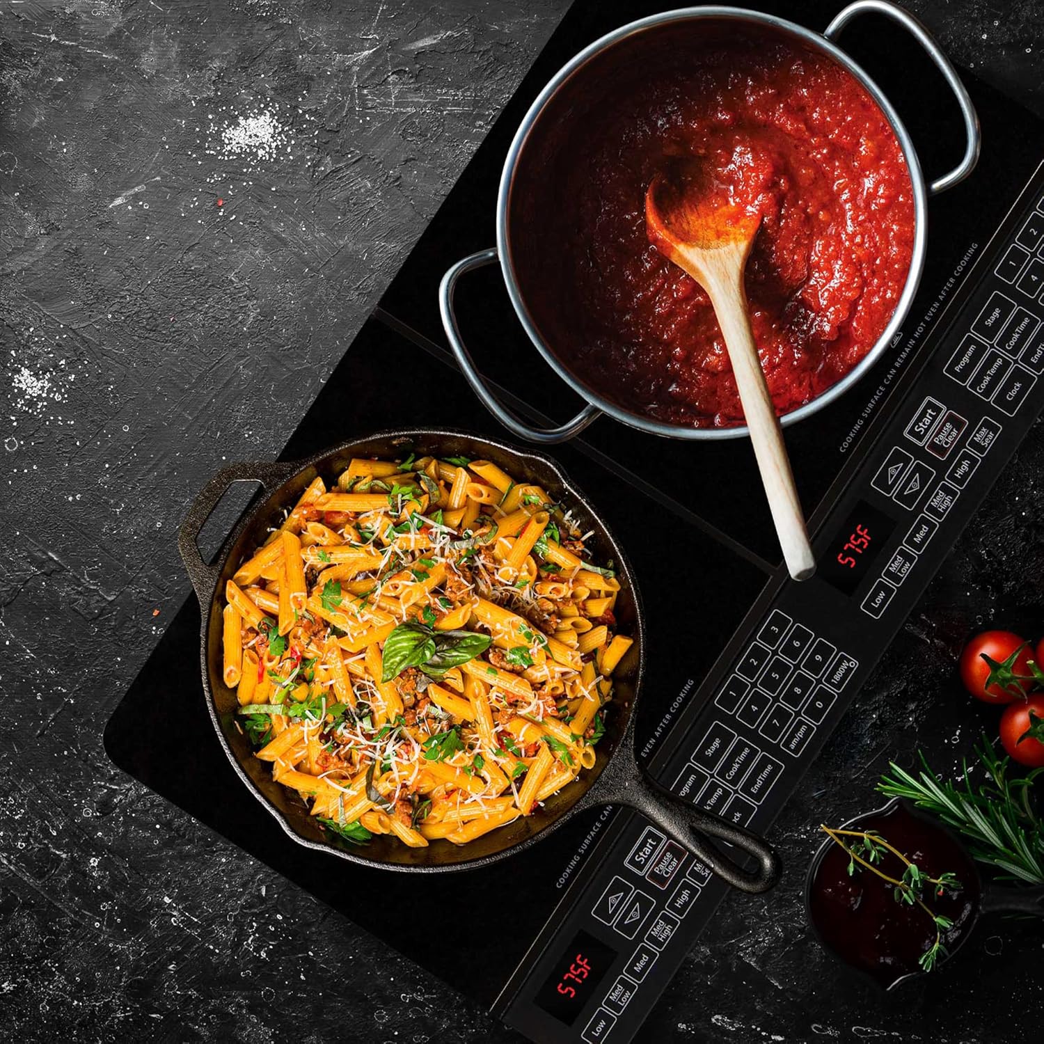 Nuwave Double Induction Cooktop, Powerful 1800W, 2 Large 8” Heating Coils, Independent Controls, 94 Temp Settings from 100°F to 575°F in 5°F Increments, 2 x 11.5” Shatter-Proof Ceramic Glass Surface - Image 5