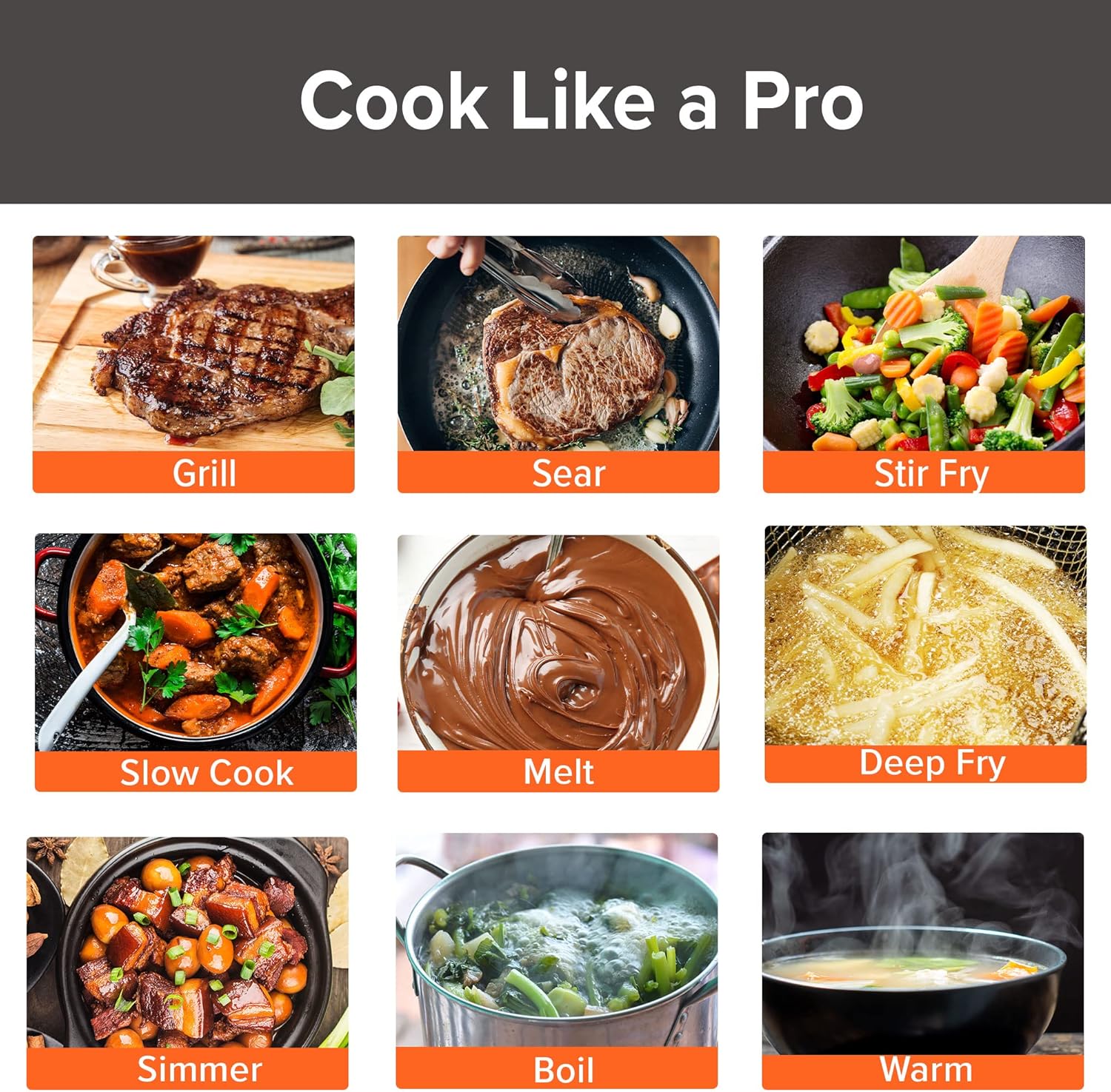 Nuwave Double Induction Cooktop, Powerful 1800W, 2 Large 8” Heating Coils, Independent Controls, 94 Temp Settings from 100°F to 575°F in 5°F Increments, 2 x 11.5” Shatter-Proof Ceramic Glass Surface - Image 3