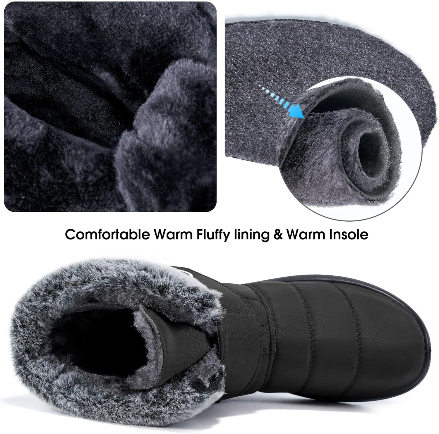 Women Snow Boots Winter Shoes With Hook Loop Comfortable Fur Lined Boots for Women Waterproof Slip On Booties Warm Anti Slip Shoes - Image 6