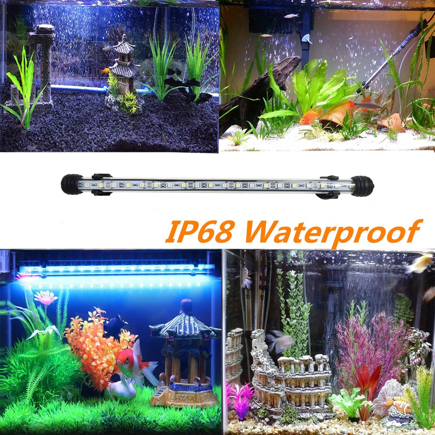 15 inches LED Aquarium Light, 2.5W Fish Tank Light Underwater Light Submersible Crystal Glass Lights, 21 LED Beads 12 Colors 19 Modes Brightness Adjustable Memory Function IP68 Waterproof - Image 3
