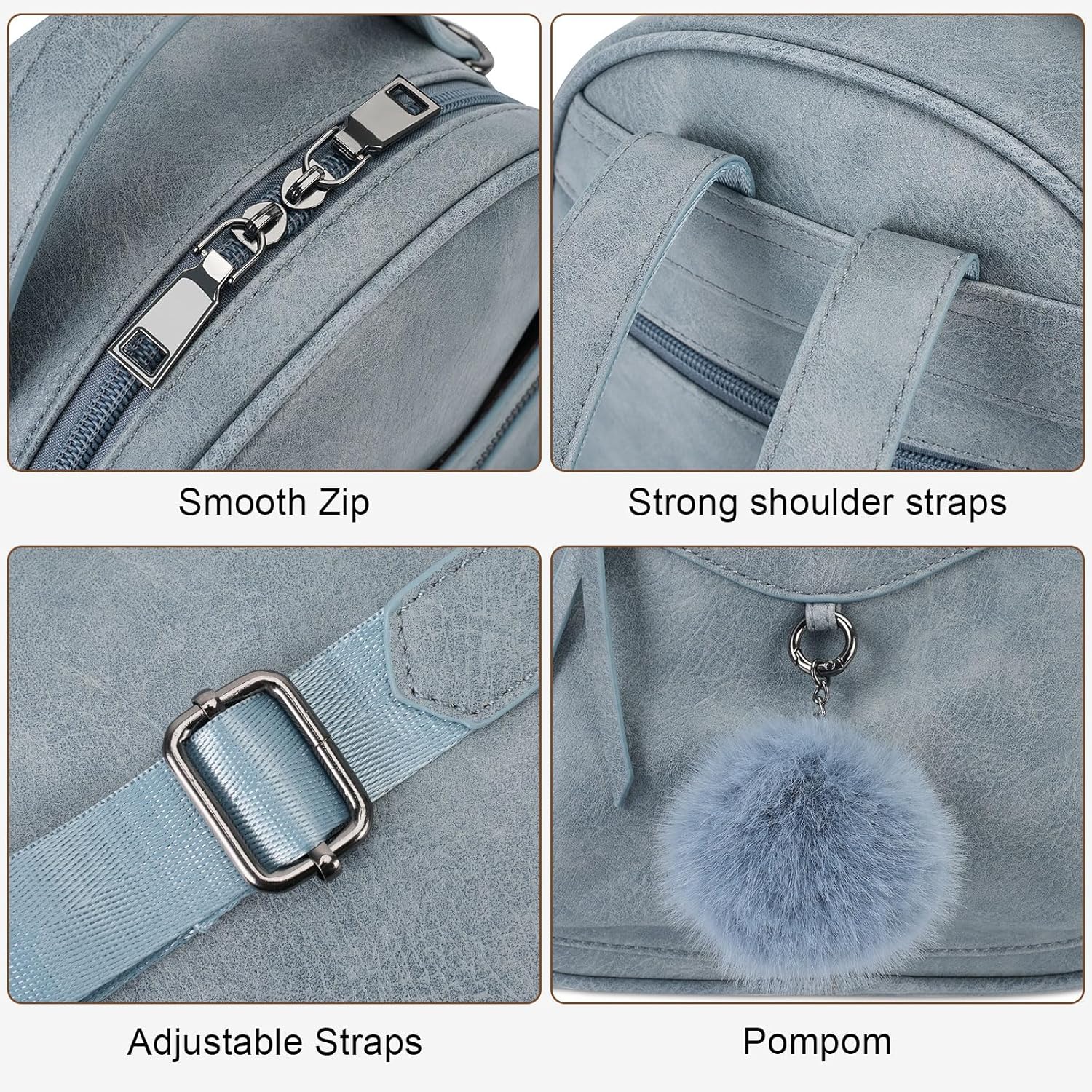 Mini Backpack Purse for Women Fashion Cute Small Travel Backpacks Pompom Daypacks Shoulder Handbag - Image 6